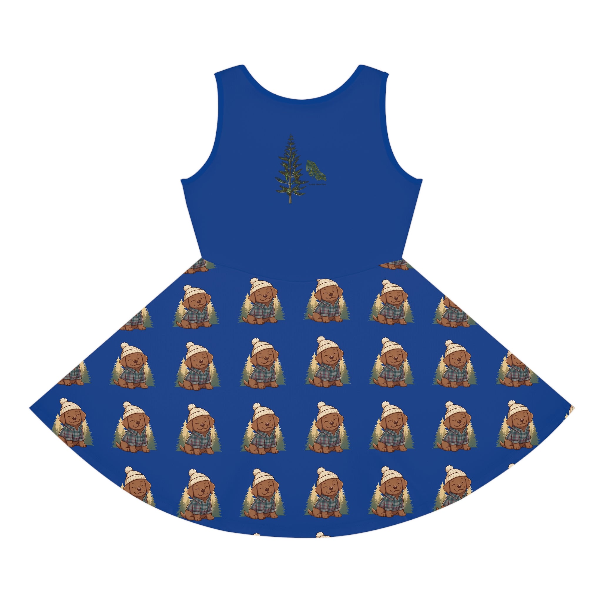 Girls' Sundress — Cozy puppy in Knit Hat All-Over Print