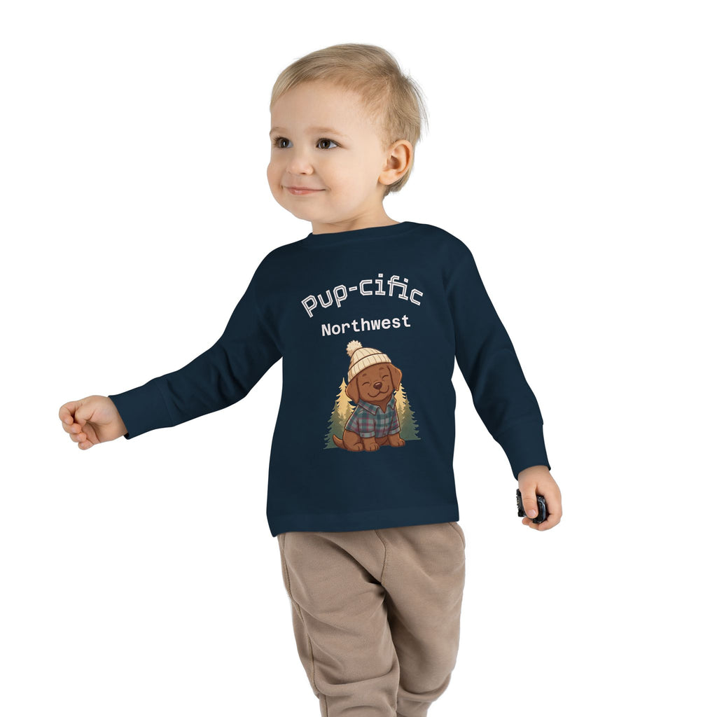Toddler Long Sleeve Tee - Pup-cific Northwest Cozy puppy