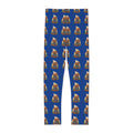 Kids PNW puppy Pattern Leggings – Blue Woodland Animal Print cozy