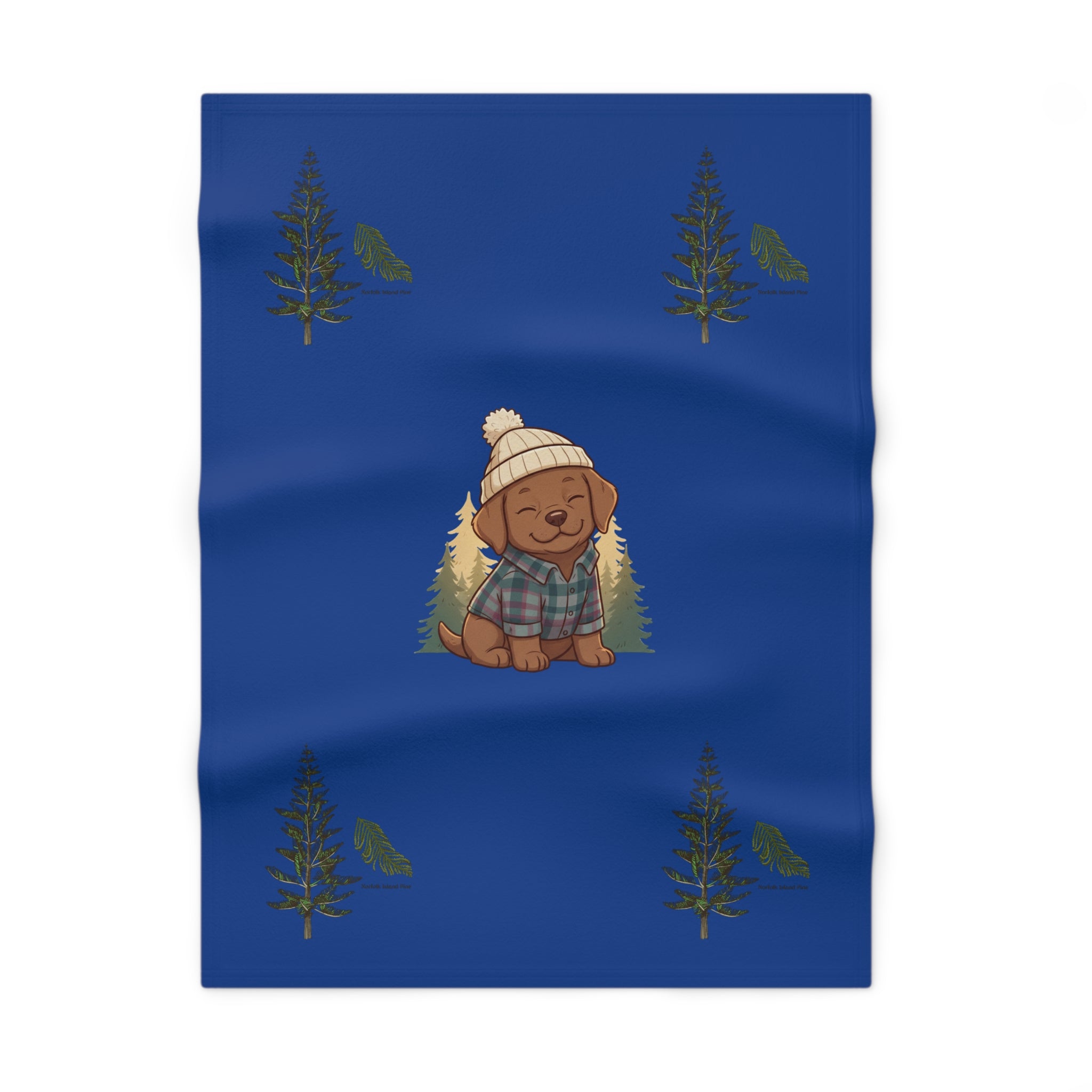 Woodland Puppy Fleece Baby Blanket — Cozy Camping PNW Design