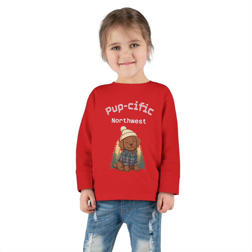Toddler Long Sleeve Tee - Pup-cific Northwest Cozy puppy
