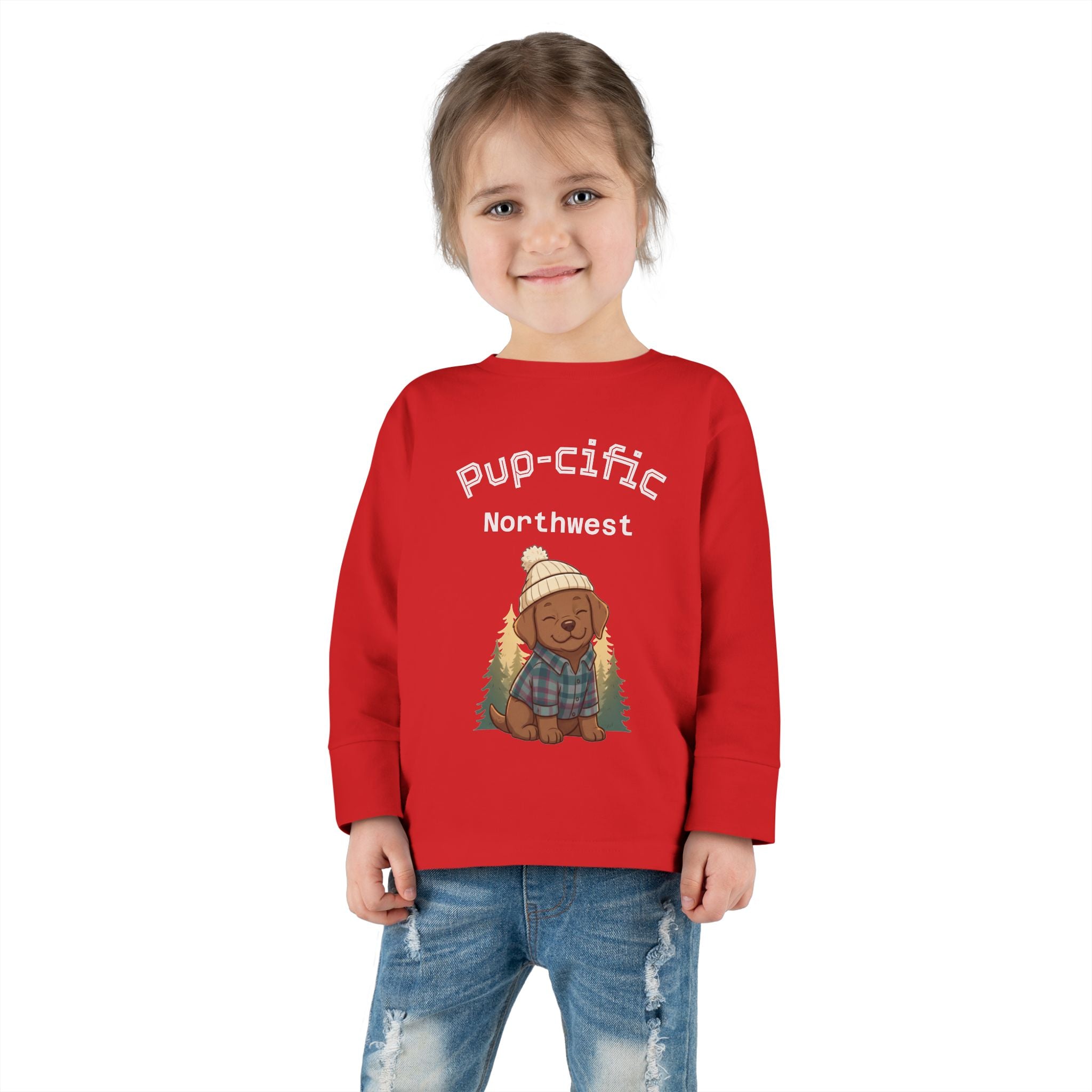 Toddler Long Sleeve Tee - Pup-cific Northwest Cozy puppy