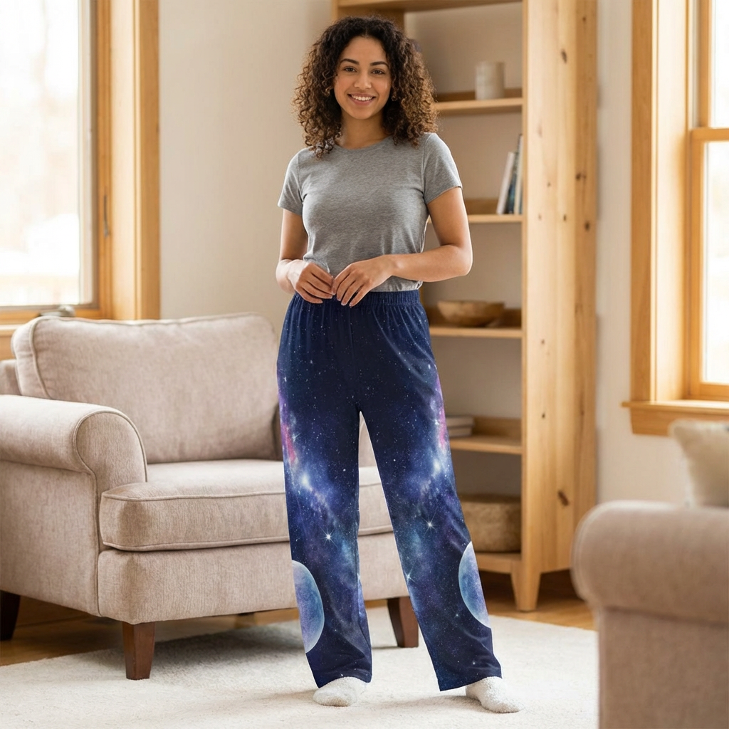 Kids Galaxy Lounge Pants — Space Moon All-Over Print