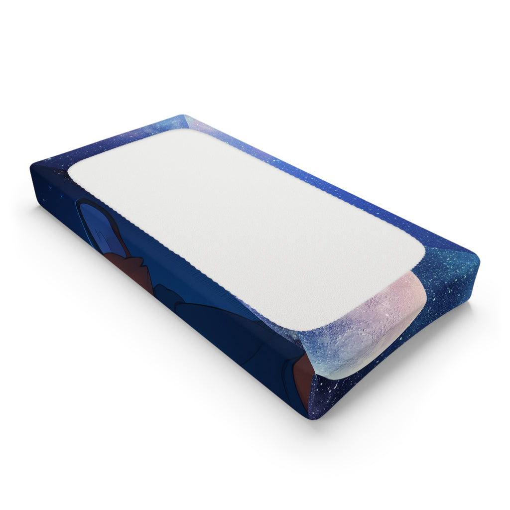 Baby Changing Pad Cover — Night Sky Fox & Bunny Illustration