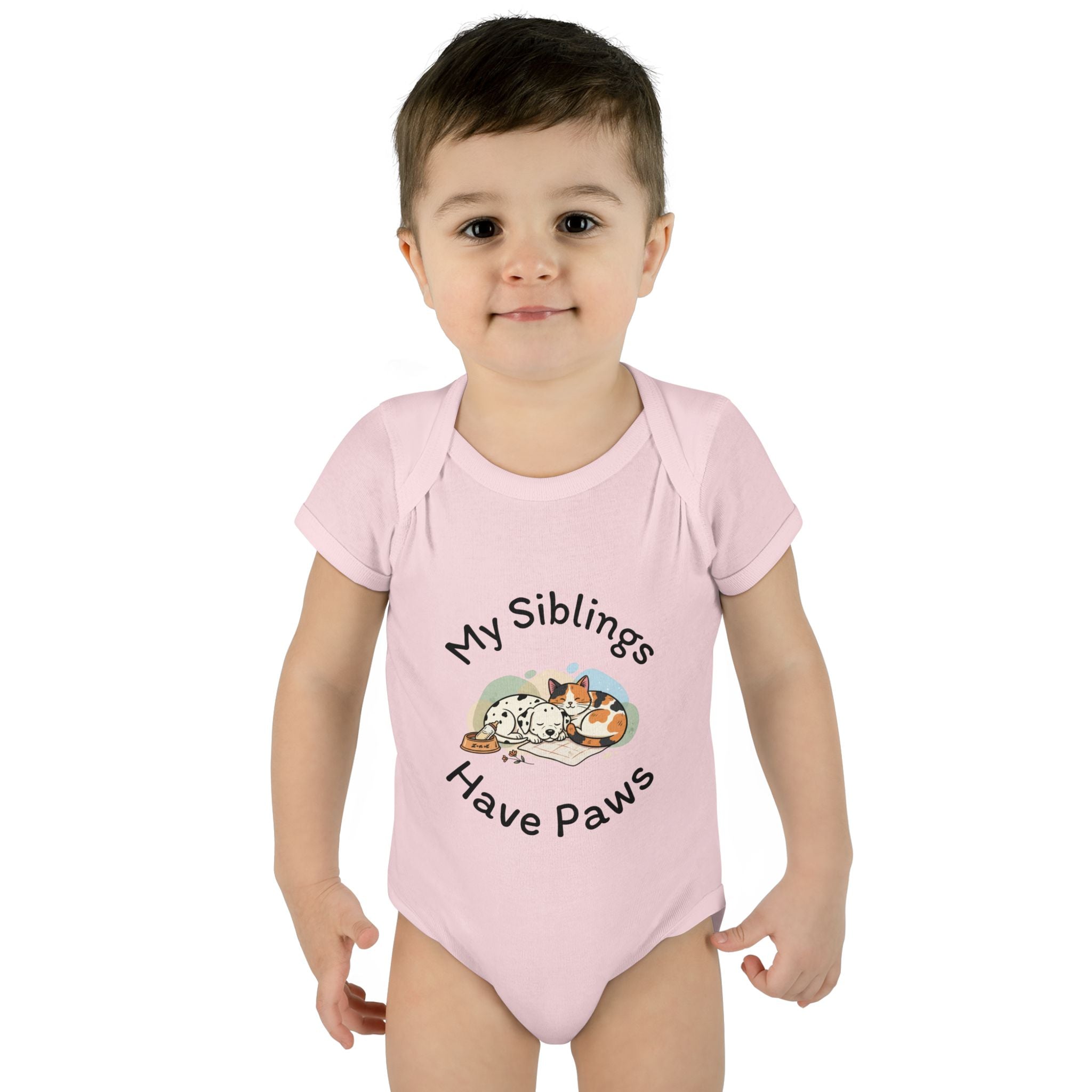 Infant Bodysuit – "My Siblings Have Paws" Cute Cat & Dog Baby Onesie