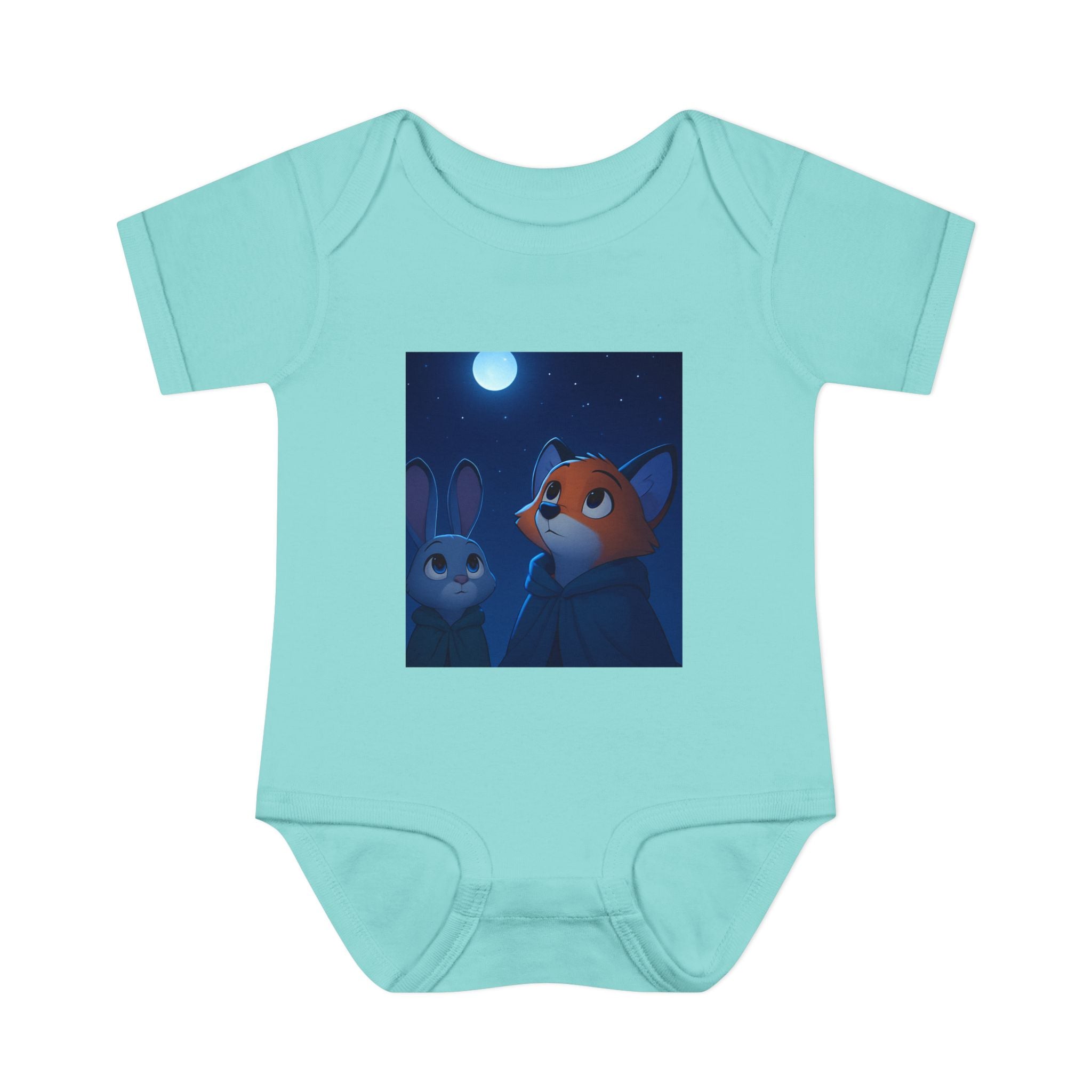 Baby Bodysuit — Moonlit Fox & Bunny Cute Nursery Graphic