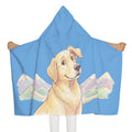 Youth Hooded Towel - Golden Retriever Puppy with Mountains Kids Beach & Bath Towel