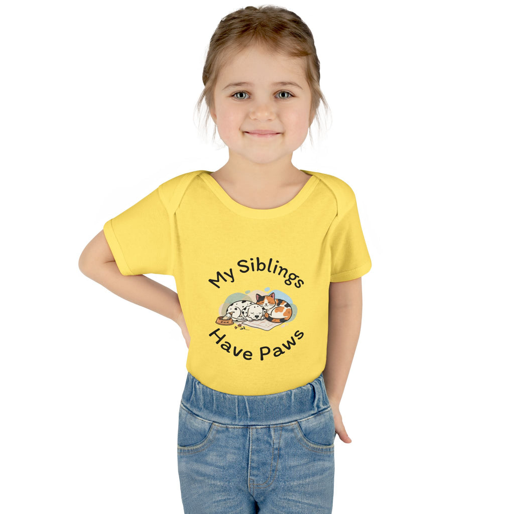 Infant Bodysuit – "My Siblings Have Paws" Cute Cat & Dog Baby Onesie