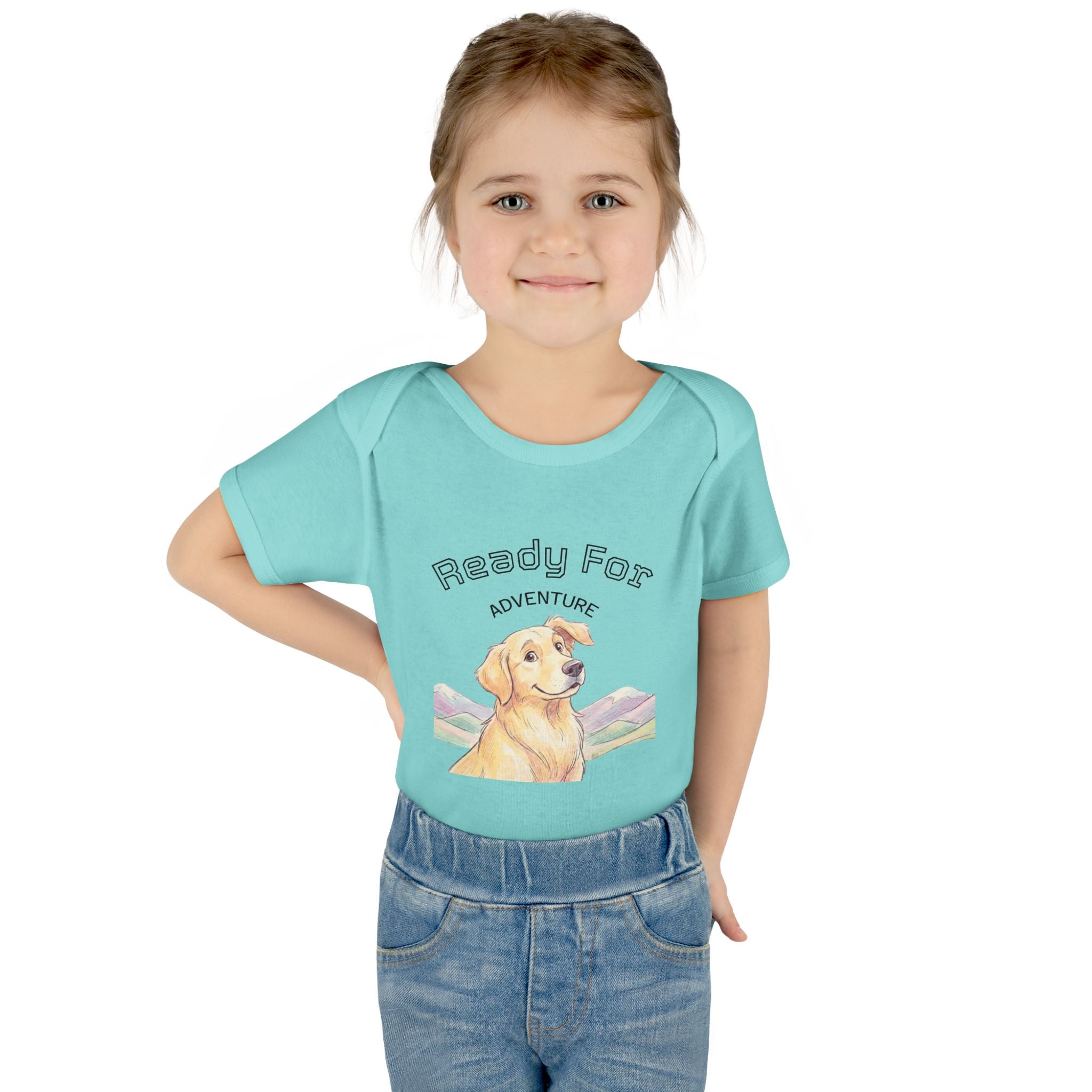 Ready for Adventure Baby Bodysuit — Golden Retriever Puppy Graphic Infant Onesie