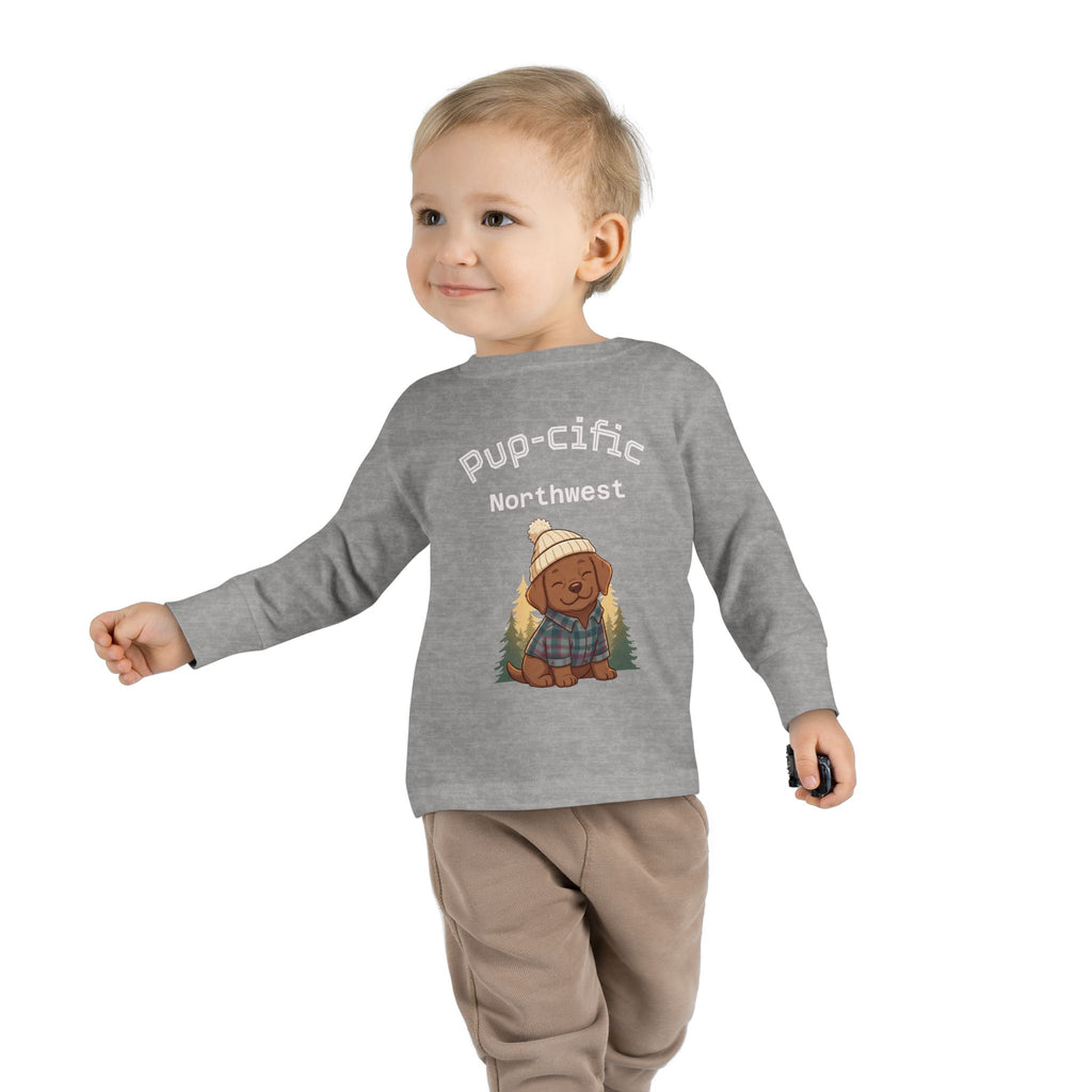 Toddler Long Sleeve Tee - Pup-cific Northwest Cozy puppy