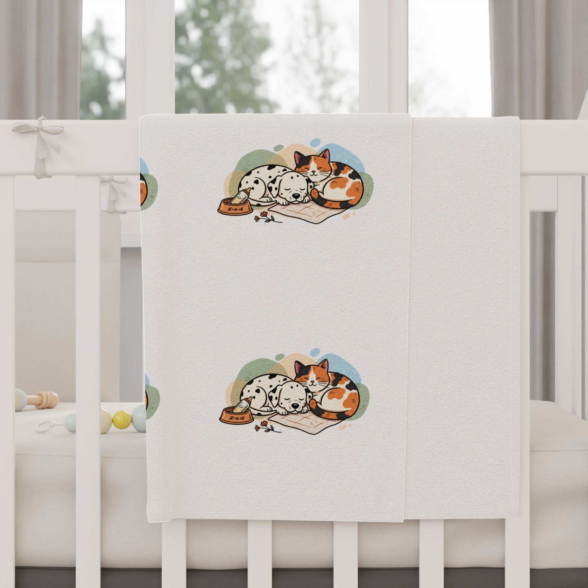 Toddler Blanket — Cute Sleeping Puppy Pattern Cozy Baby Throw for Nursery