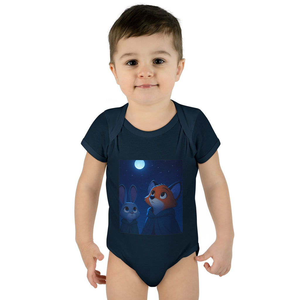 Baby Bodysuit — Moonlit Fox & Bunny Cute Nursery Graphic