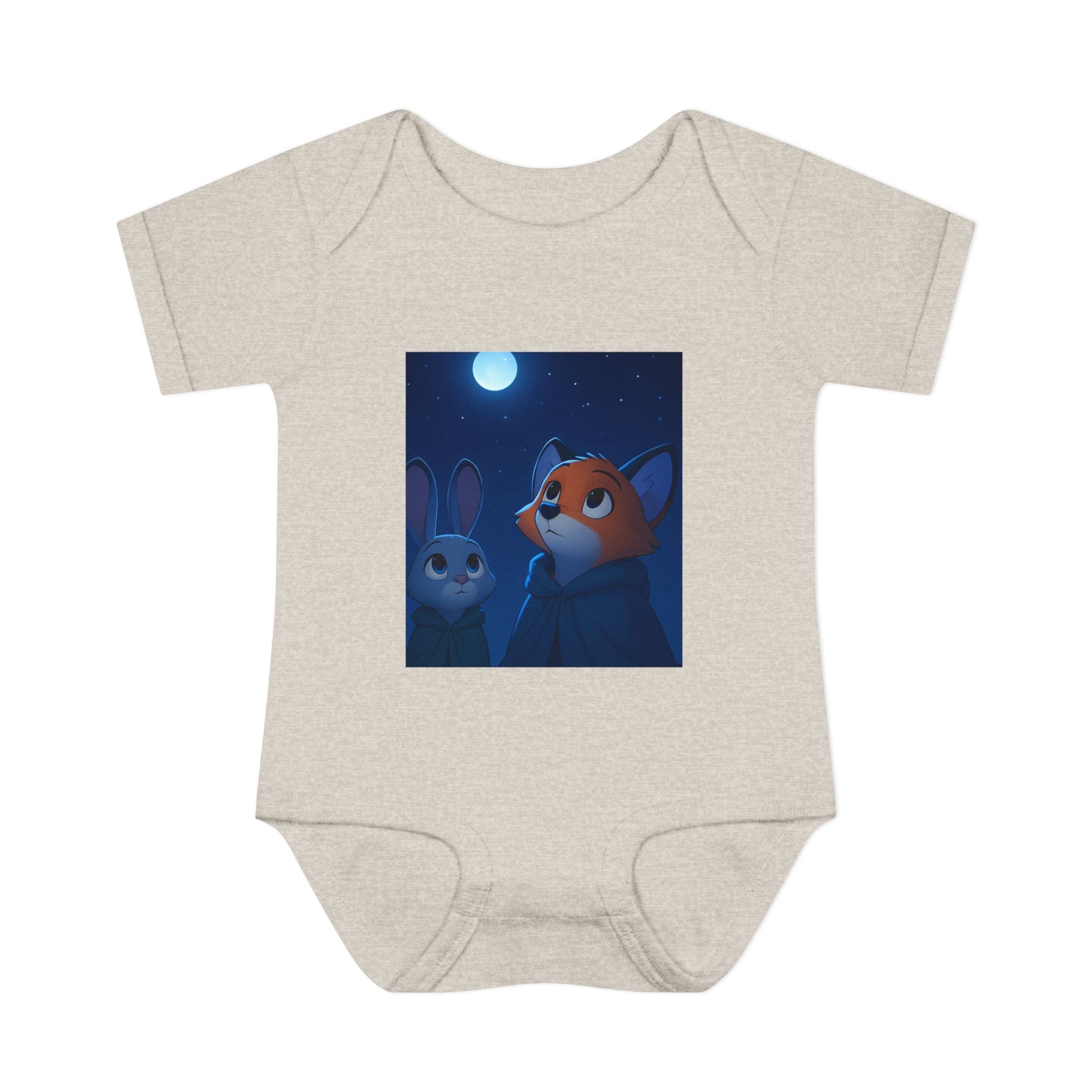Baby Bodysuit — Moonlit Fox & Bunny Cute Nursery Graphic