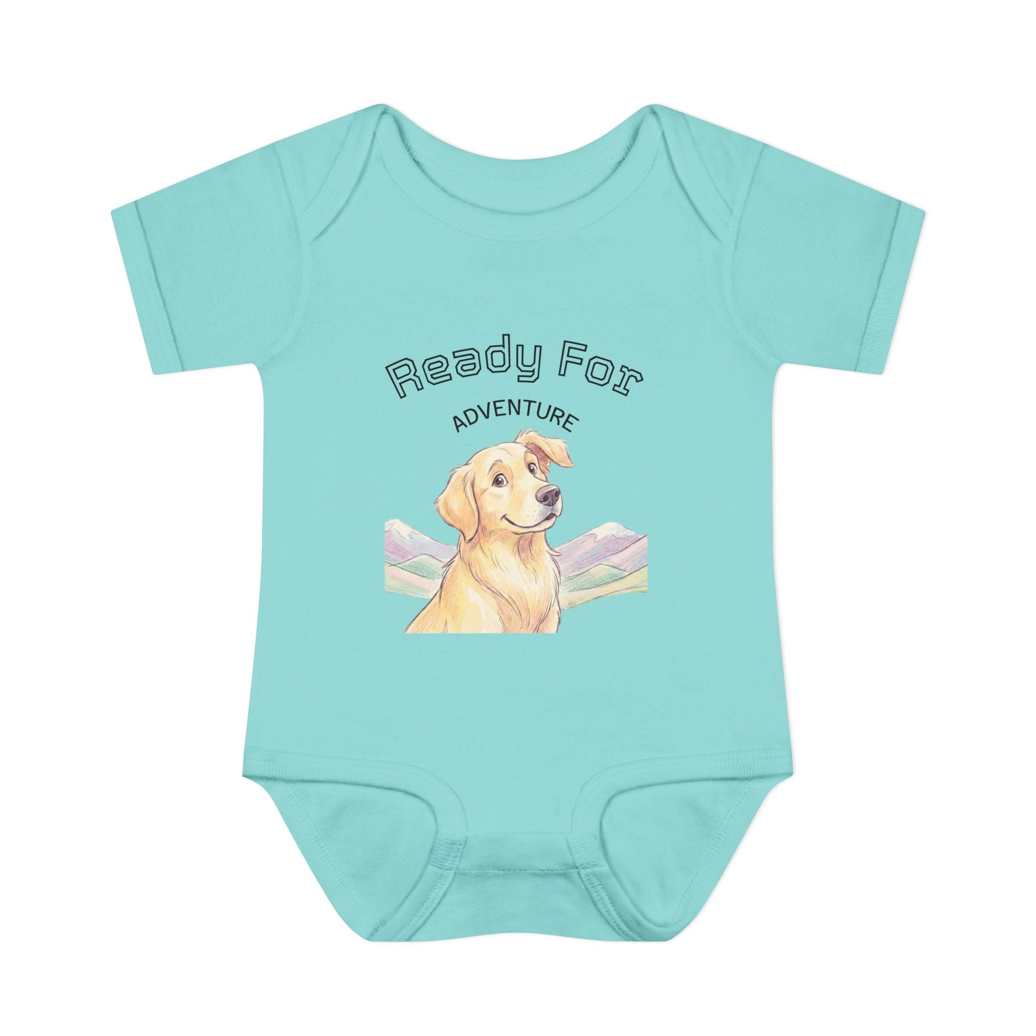 Ready for Adventure Baby Bodysuit — Golden Retriever Puppy Graphic Infant Onesie