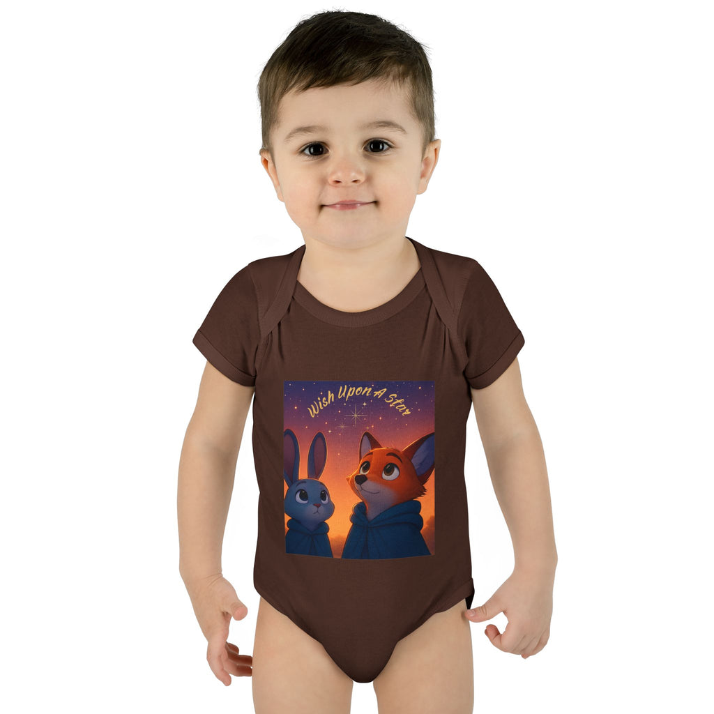 Baby Bodysuit - 'Wish Upon a Star' Fox & Bunny Night Sky Infant Onesie