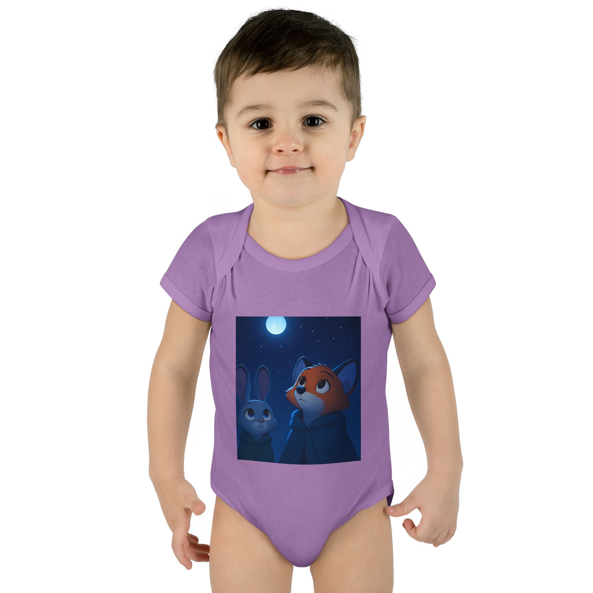 Baby Bodysuit — Moonlit Fox & Bunny Cute Nursery Graphic
