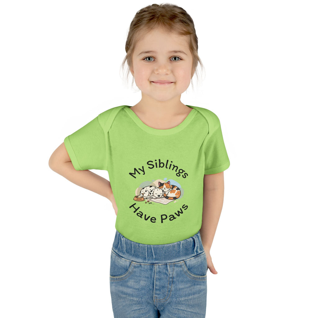 Infant Bodysuit – "My Siblings Have Paws" Cute Cat & Dog Baby Onesie