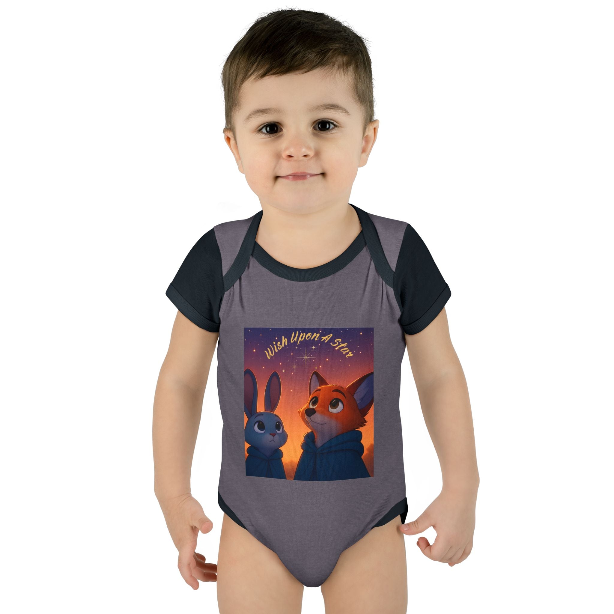 Baby Bodysuit - 'Wish Upon a Star' Fox & Bunny Night Sky Infant Onesie
