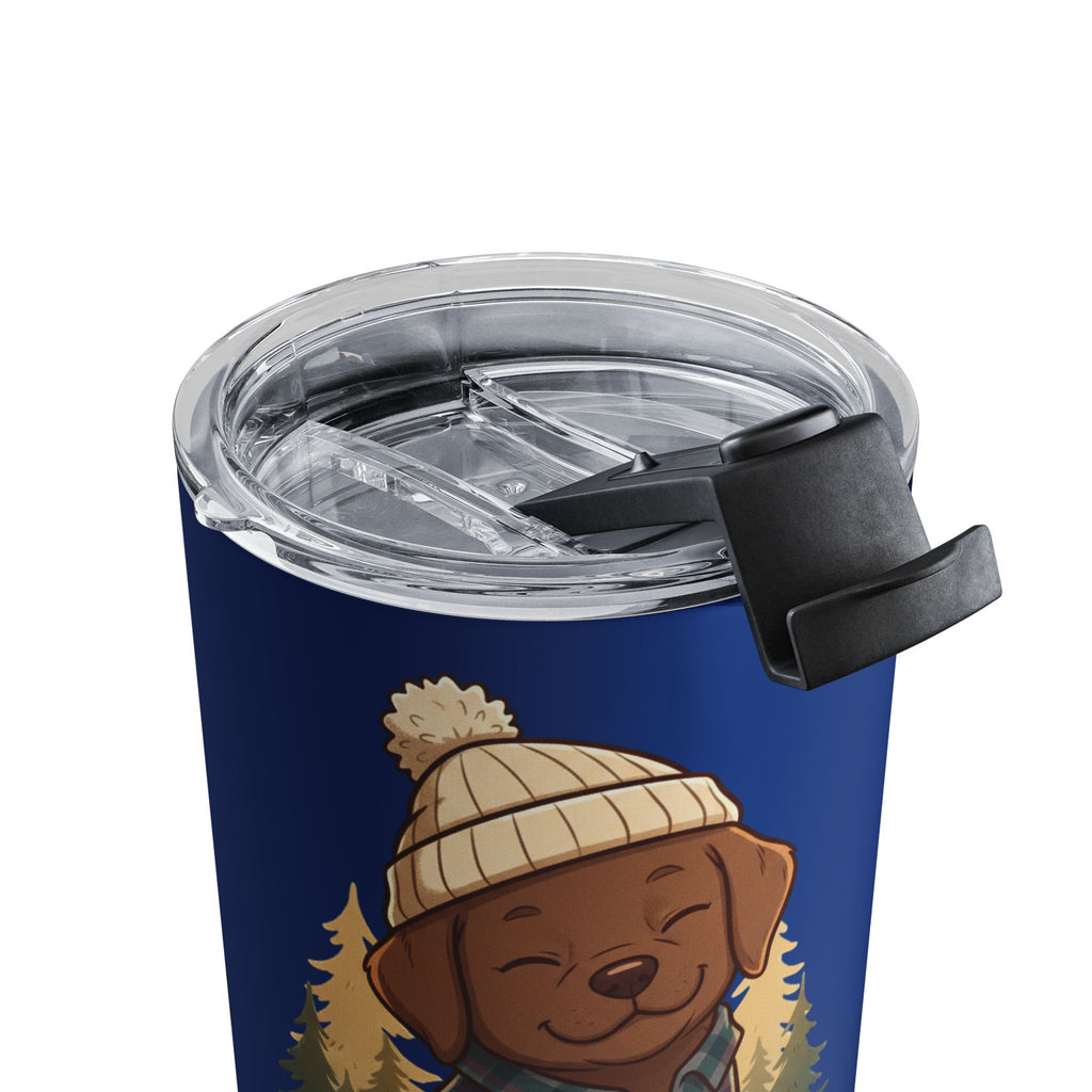 10oz Cute Puppy Camp Tumbler - Woodland Dog Travel Cup with Beanie Design