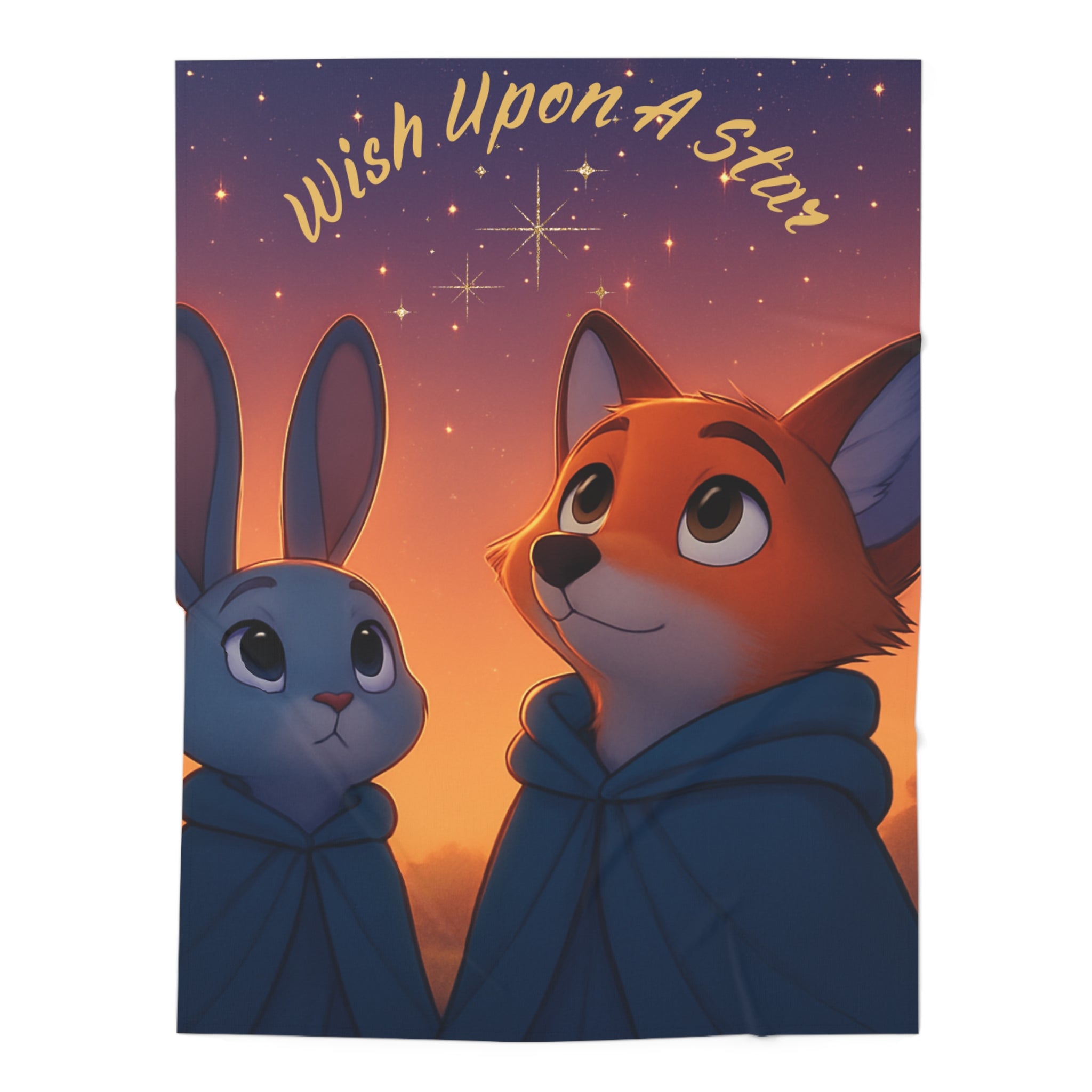 Wish Upon a Star Baby Swaddle Blanket — Fox & Bunny Nursery Wrap