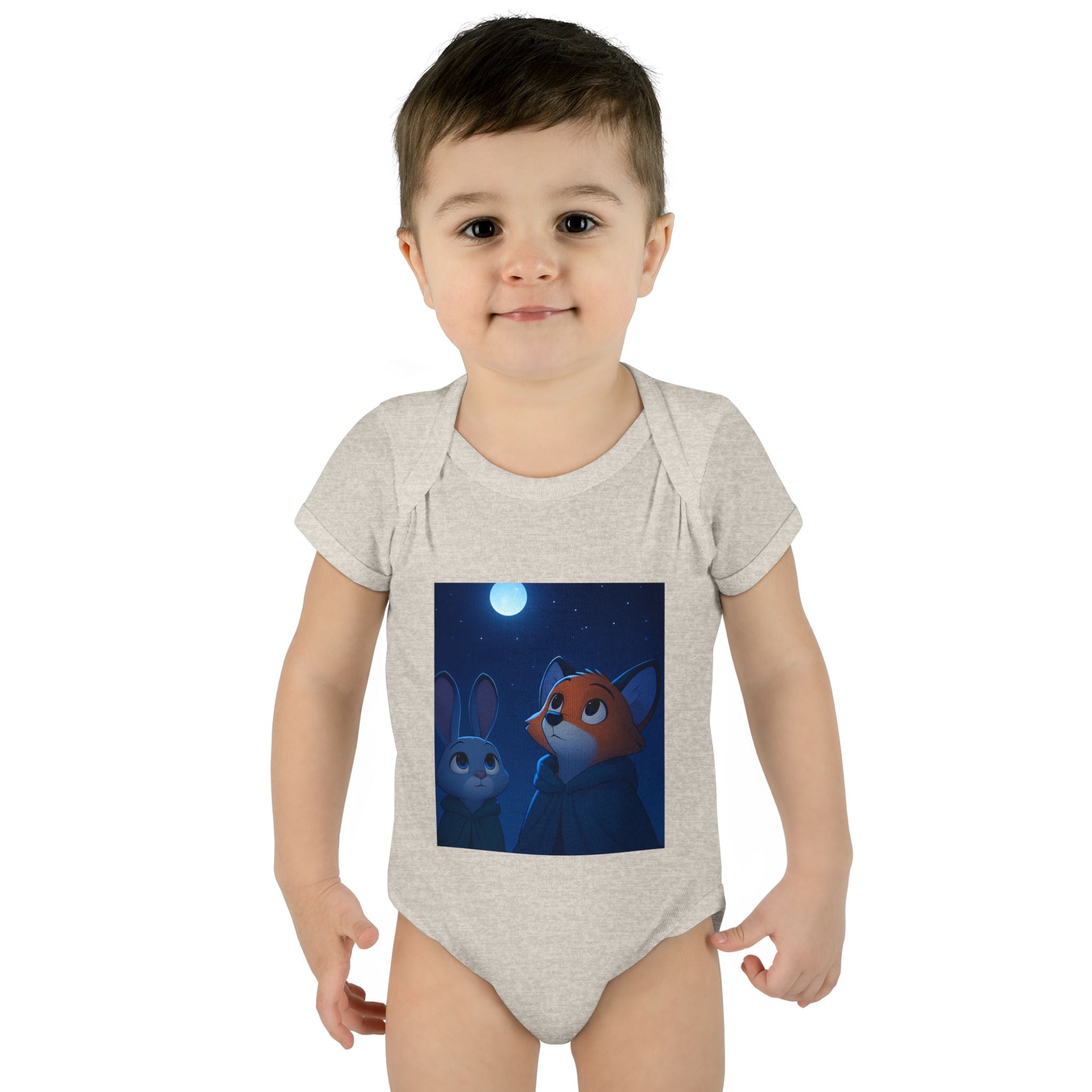 Baby Bodysuit — Moonlit Fox & Bunny Cute Nursery Graphic