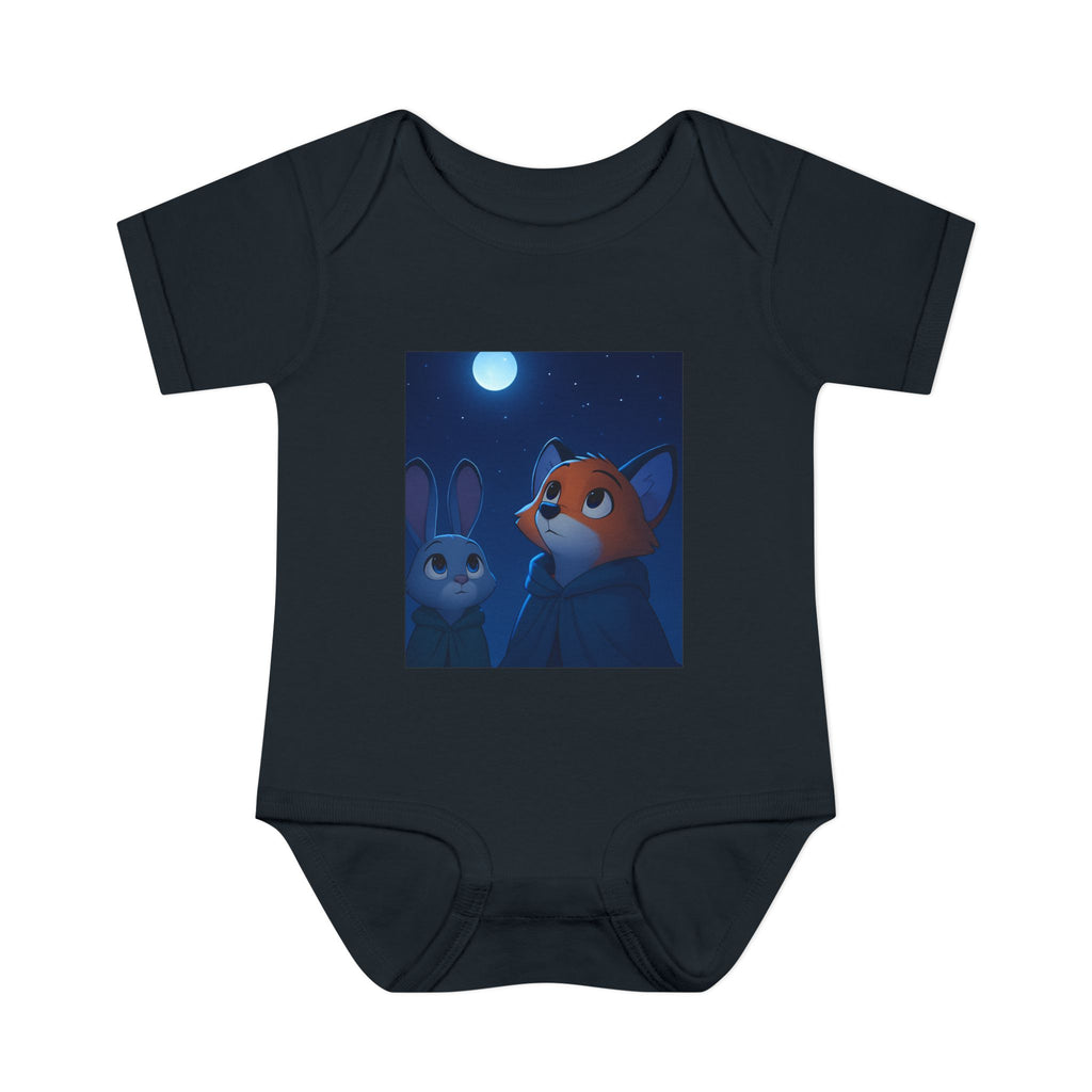 Baby Bodysuit — Moonlit Fox & Bunny Cute Nursery Graphic