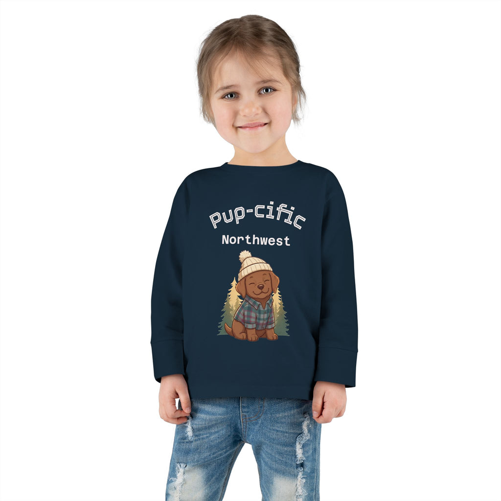 Toddler Long Sleeve Tee - Pup-cific Northwest Cozy puppy