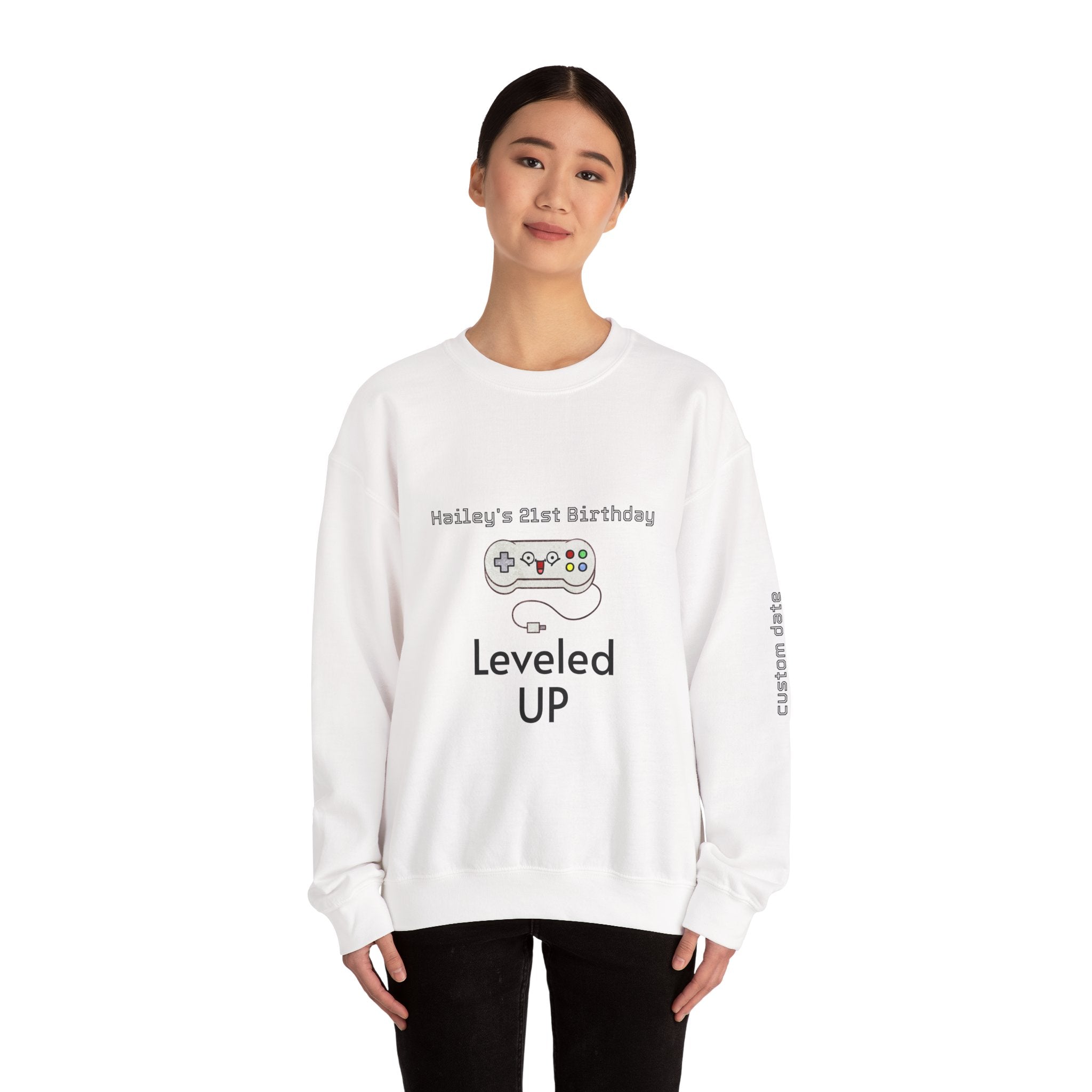 Leveled Up Gamer Crewneck Sweatshirt — Personalized "Leveled UP" Birthday Design