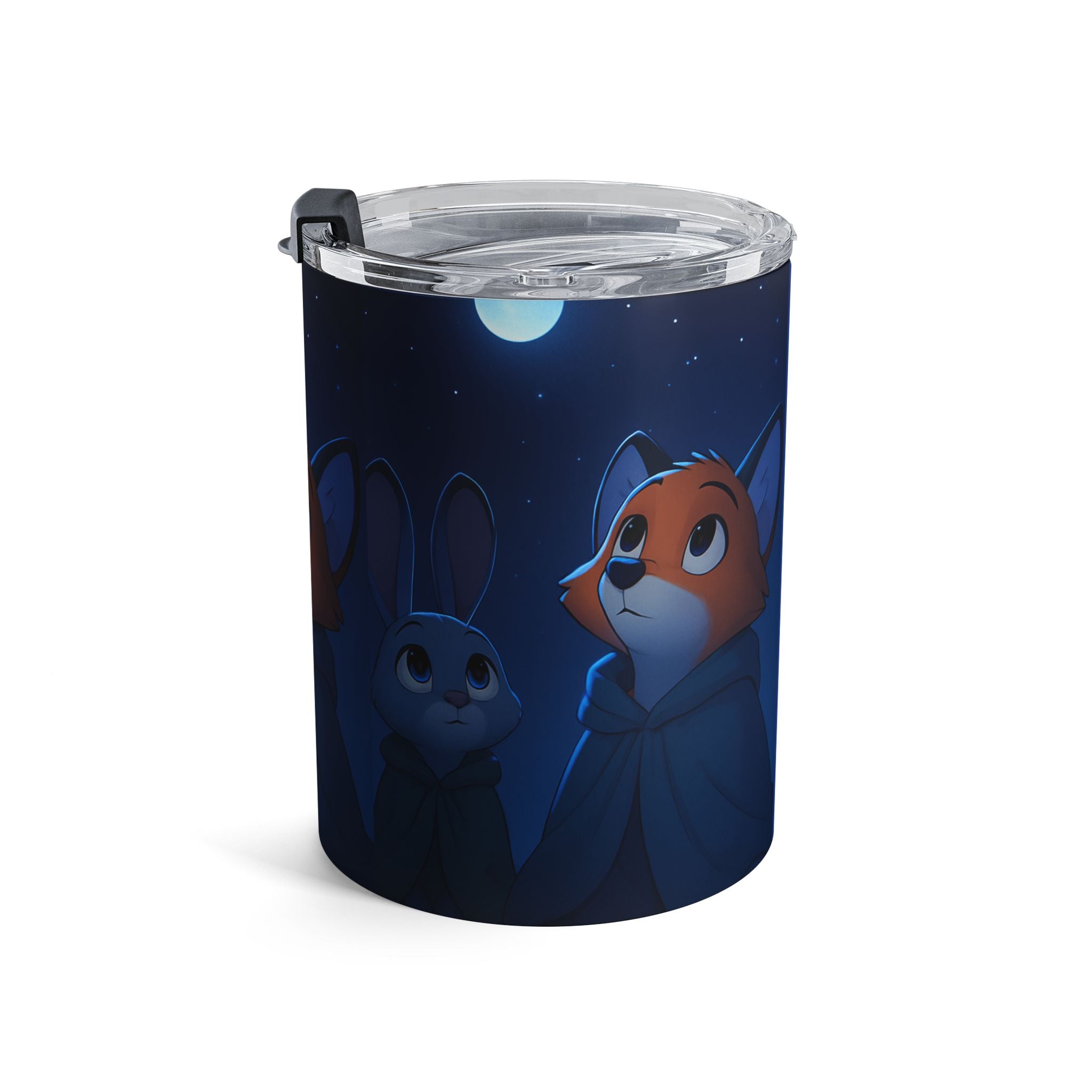 Night Sky Fox 10oz Insulated Tumbler — Cute Fox & Star Design