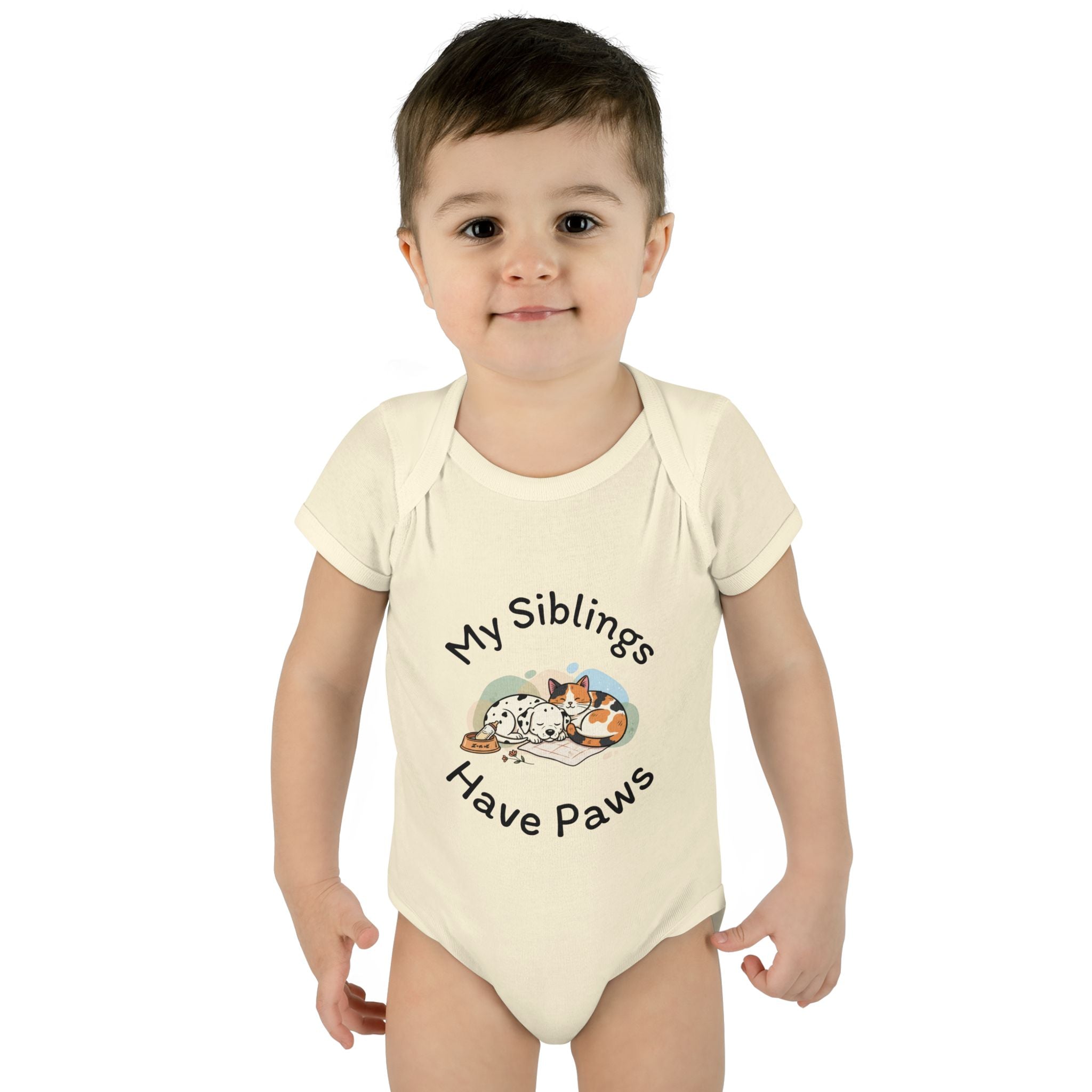 Infant Bodysuit – "My Siblings Have Paws" Cute Cat & Dog Baby Onesie