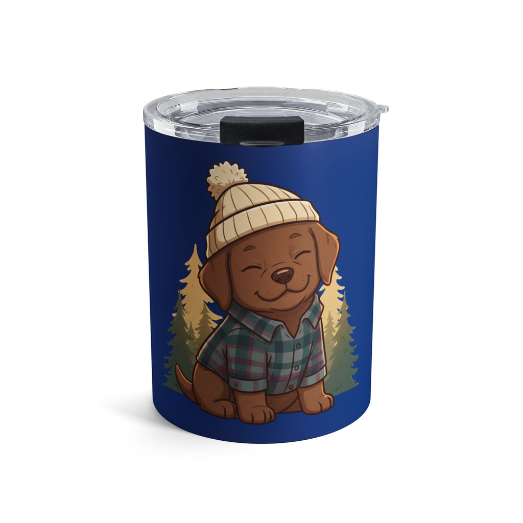 10oz Cute Puppy Camp Tumbler - Woodland Dog Travel Cup with Beanie Design