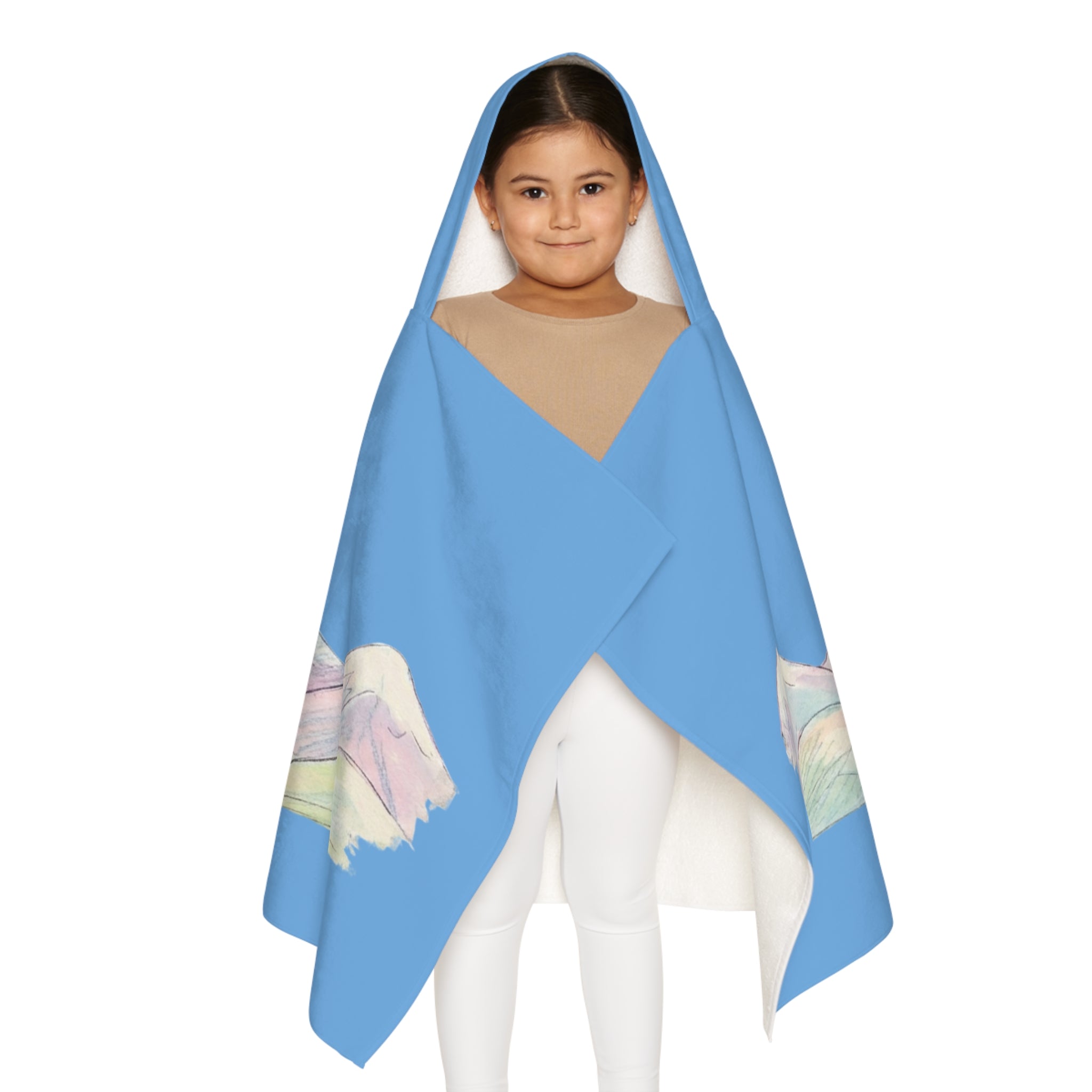 Youth Hooded Towel - Golden Retriever Puppy with Mountains Kids Beach & Bath Towel