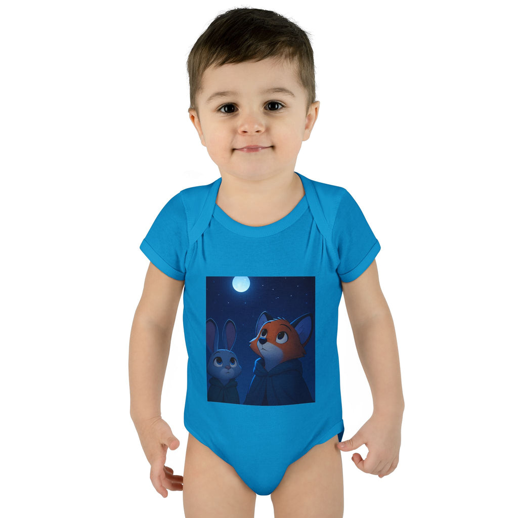 Baby Bodysuit — Moonlit Fox & Bunny Cute Nursery Graphic