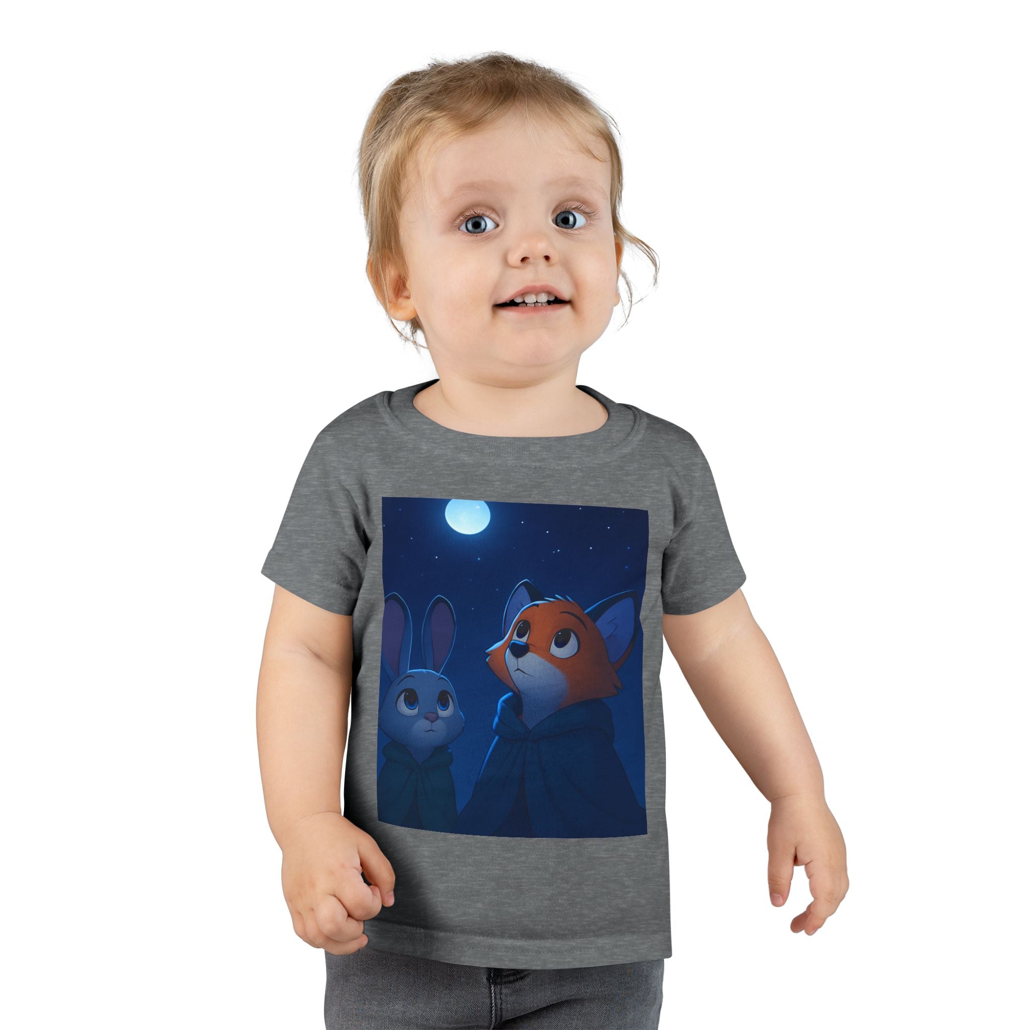 Toddler T-shirt — Fox & Bunny Moonlit Night Cute Kids Tee
