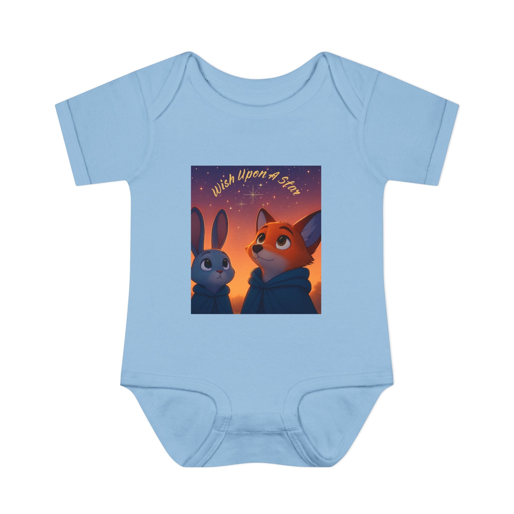 Baby Bodysuit - 'Wish Upon a Star' Fox & Bunny Night Sky Infant Onesie