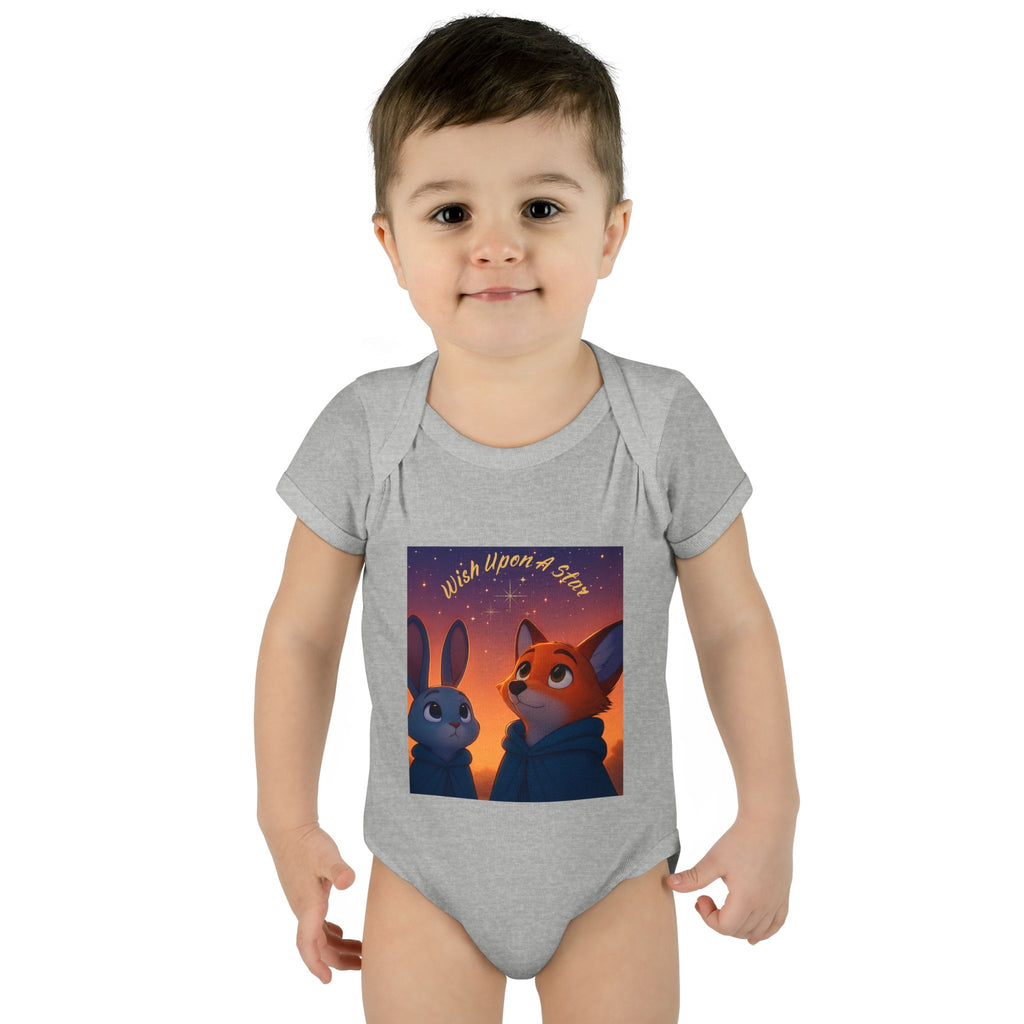 Baby Bodysuit - 'Wish Upon a Star' Fox & Bunny Night Sky Infant Onesie