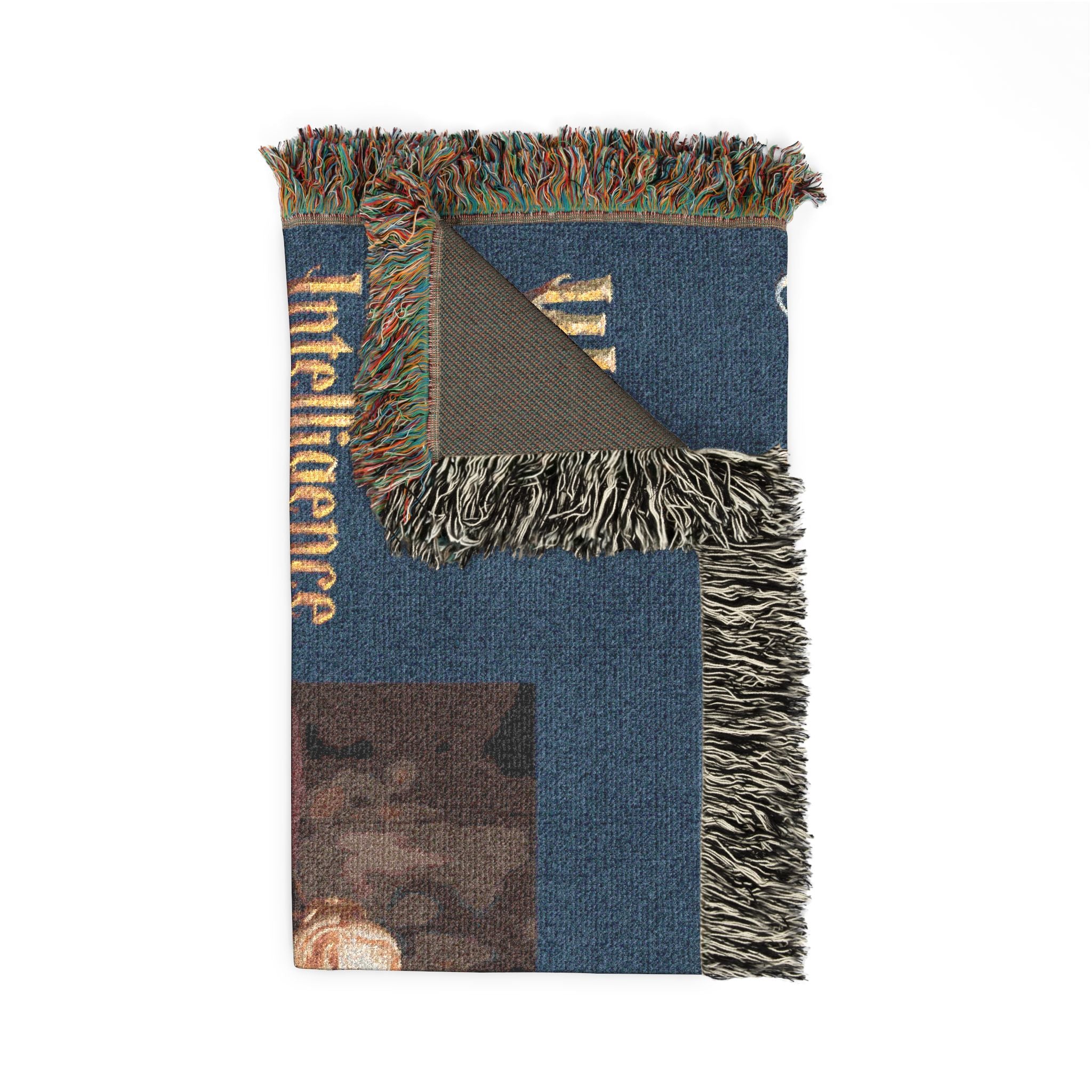 Woven Blanket - 'Wit Intelligence Creativity Wisdom' Library Raven Throw - customize photo and name