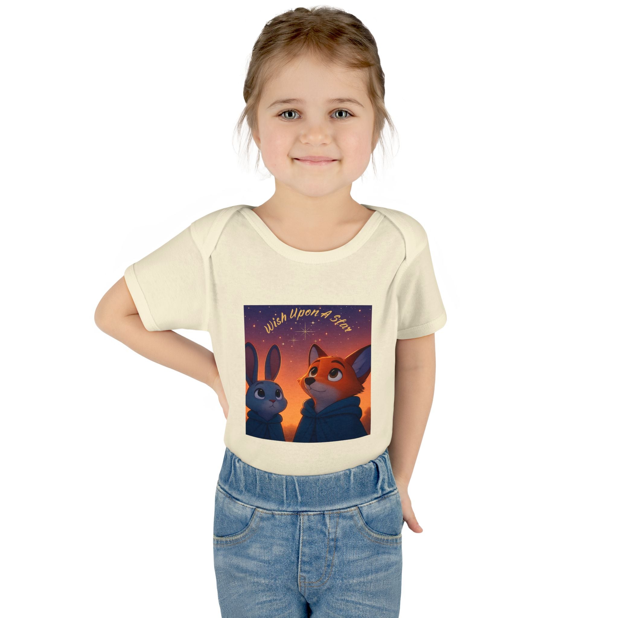 Baby Bodysuit - 'Wish Upon a Star' Fox & Bunny Night Sky Infant Onesie