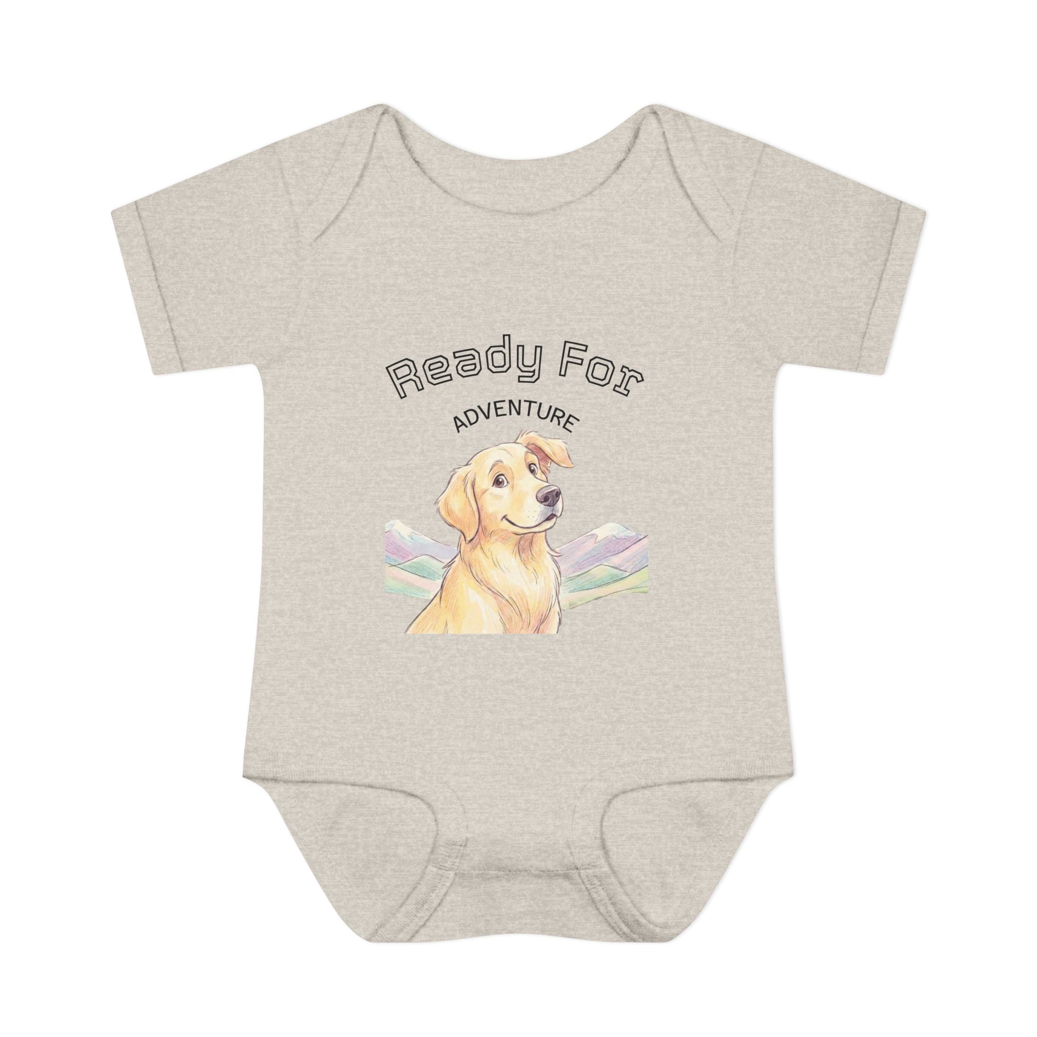 Ready for Adventure Baby Bodysuit — Golden Retriever Puppy Graphic Infant Onesie