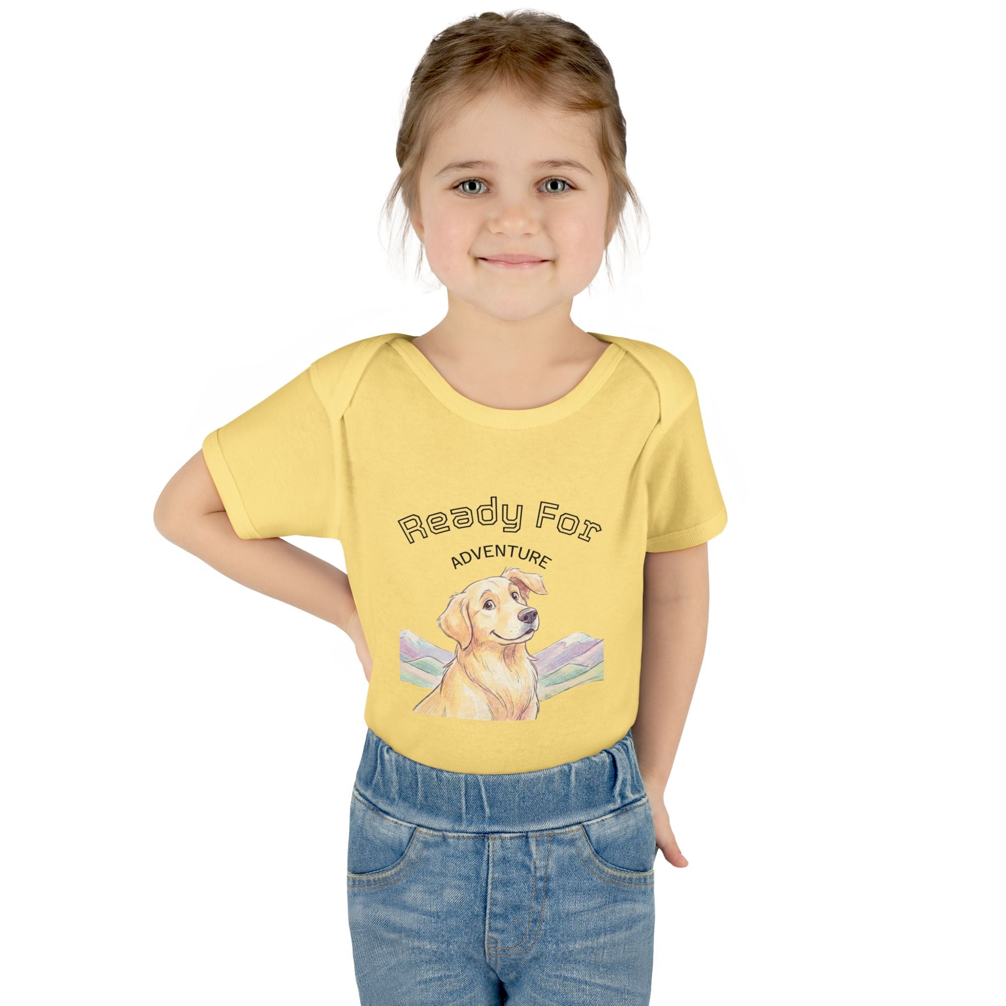 Ready for Adventure Baby Bodysuit — Golden Retriever Puppy Graphic Infant Onesie