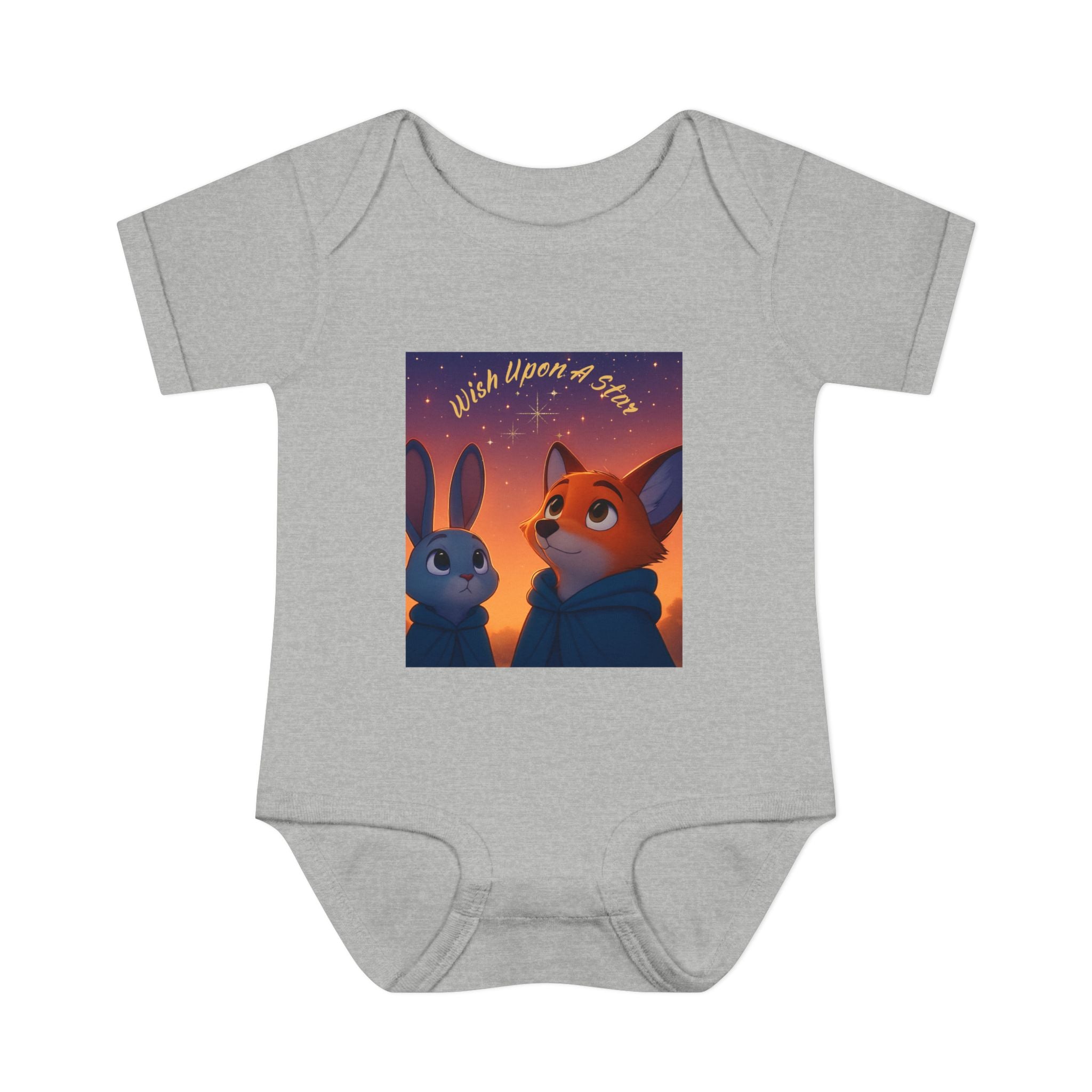 Baby Bodysuit - 'Wish Upon a Star' Fox & Bunny Night Sky Infant Onesie