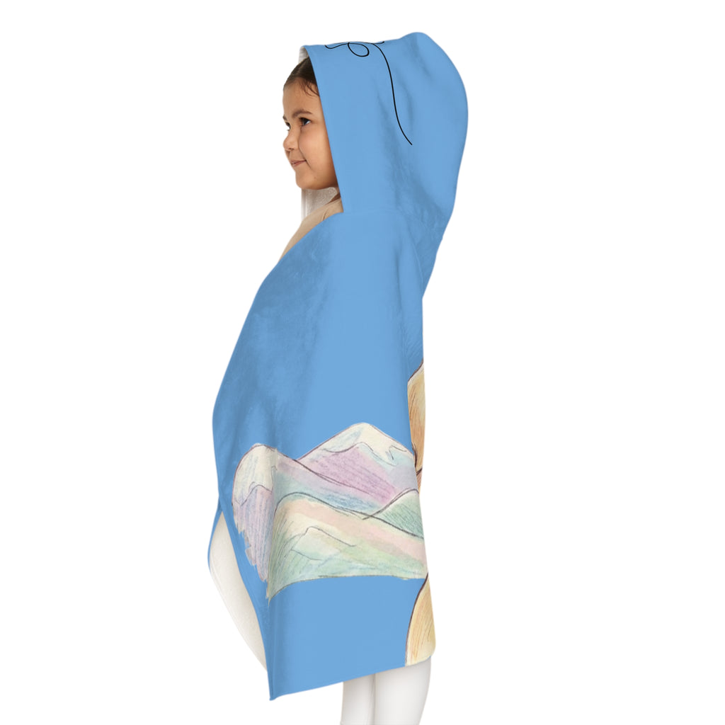 Youth Hooded Towel - Golden Retriever Puppy with Mountains Kids Beach & Bath Towel