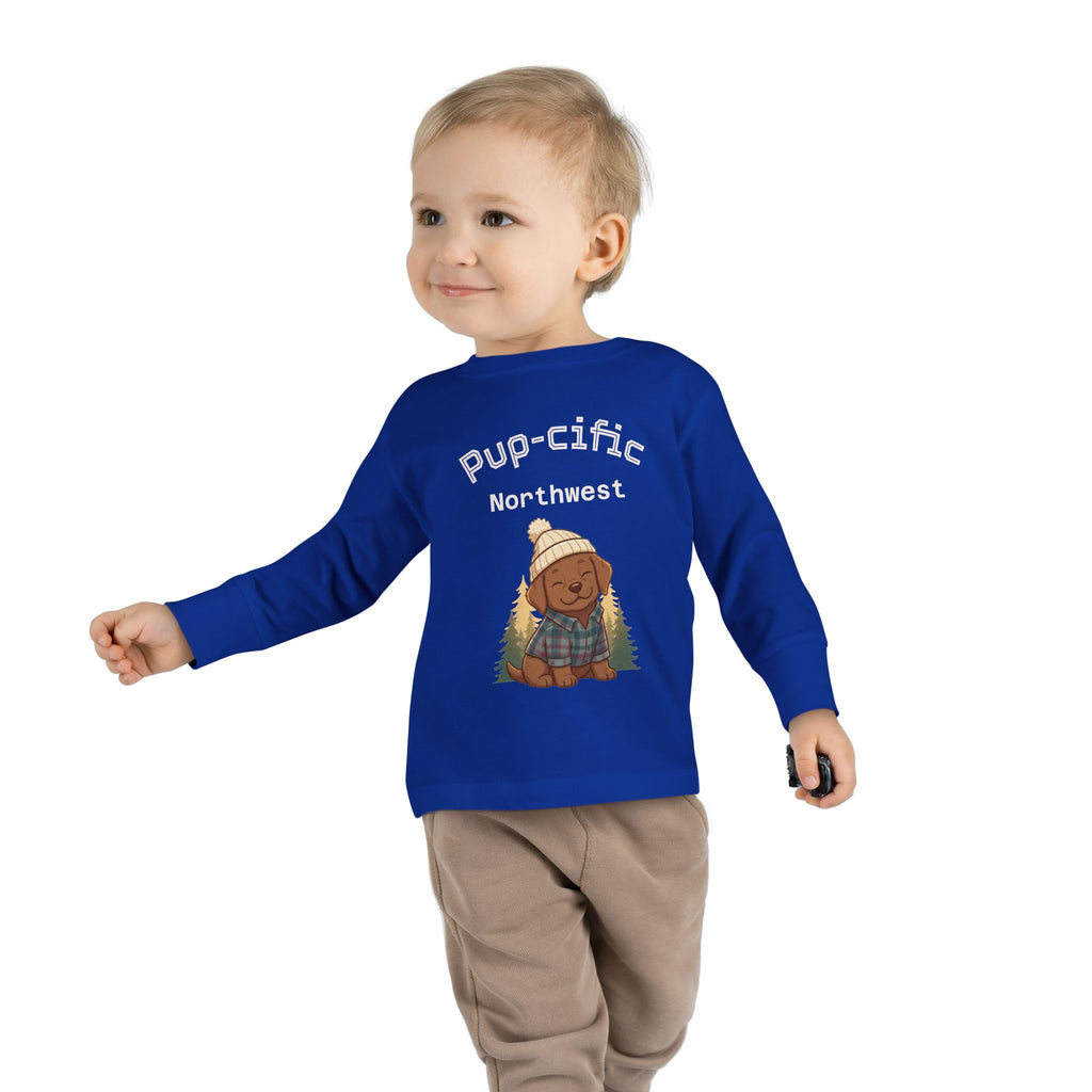 Toddler Long Sleeve Tee - Pup-cific Northwest Cozy puppy