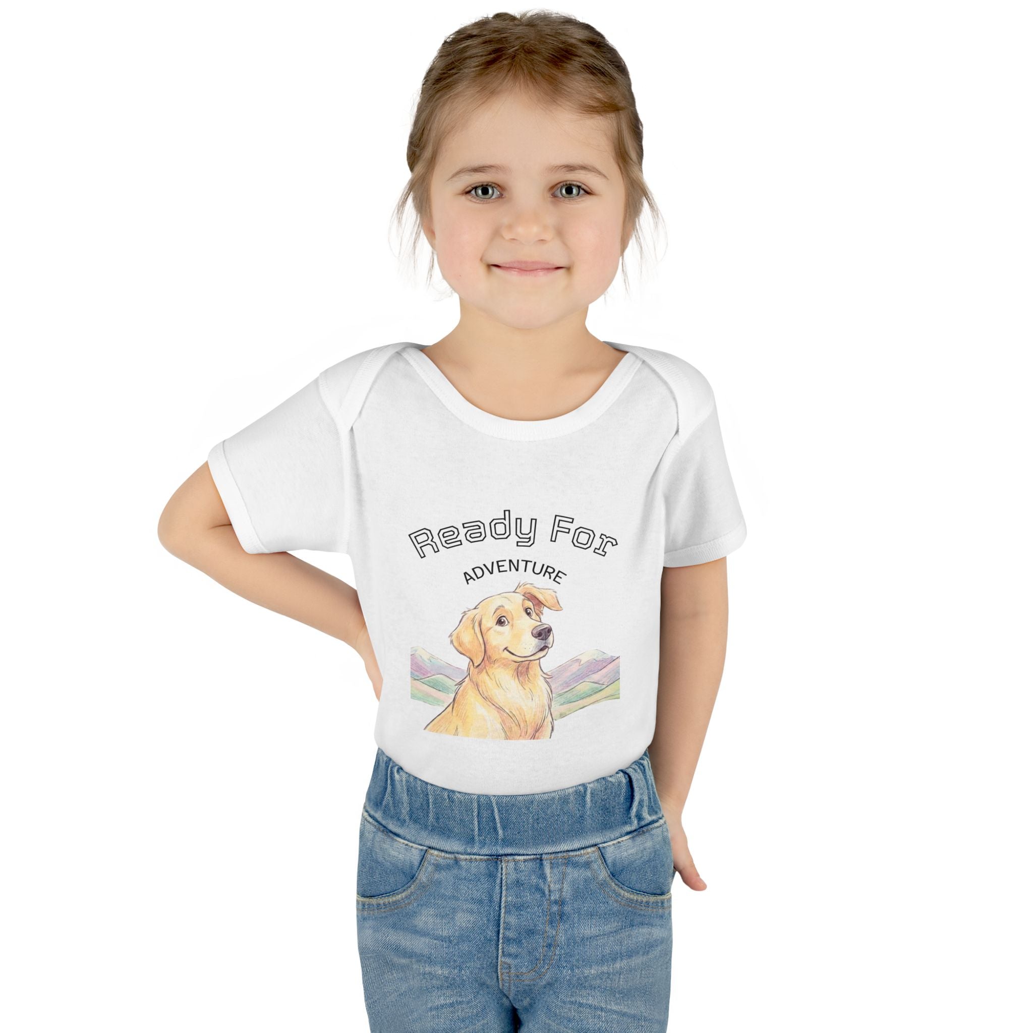 Ready for Adventure Baby Bodysuit — Golden Retriever Puppy Graphic Infant Onesie