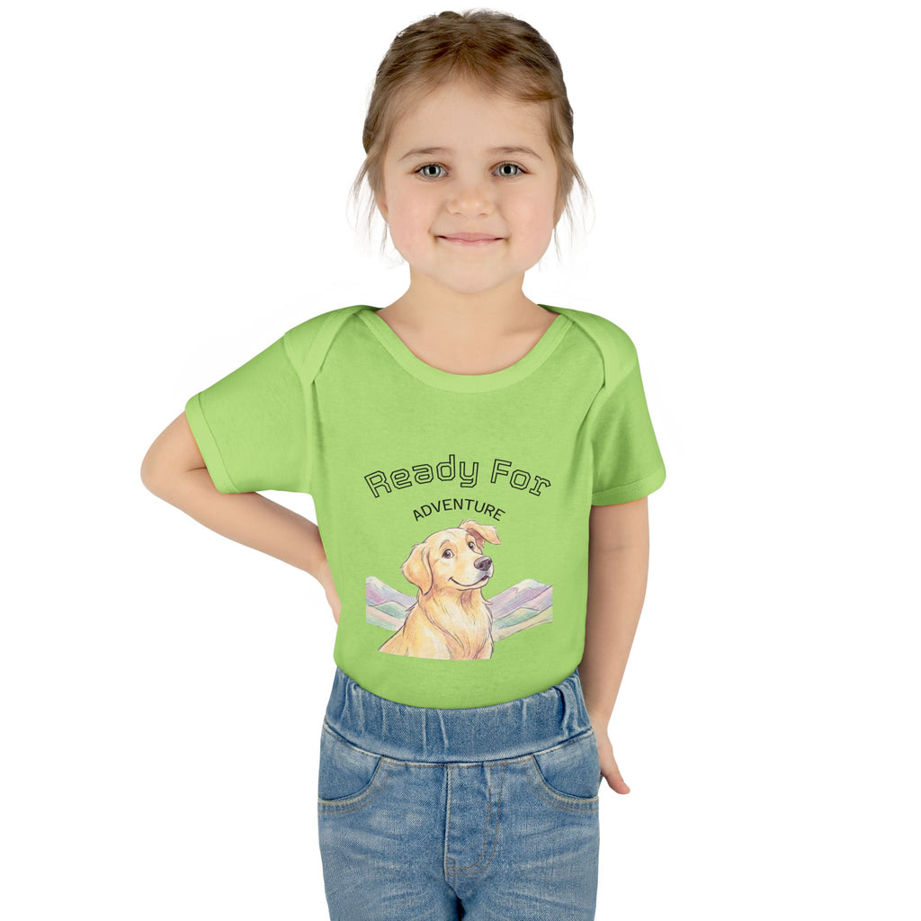 Ready for Adventure Baby Bodysuit — Golden Retriever Puppy Graphic Infant Onesie