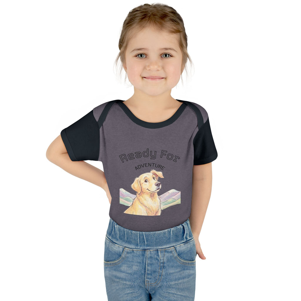Ready for Adventure Baby Bodysuit — Golden Retriever Puppy Graphic Infant Onesie