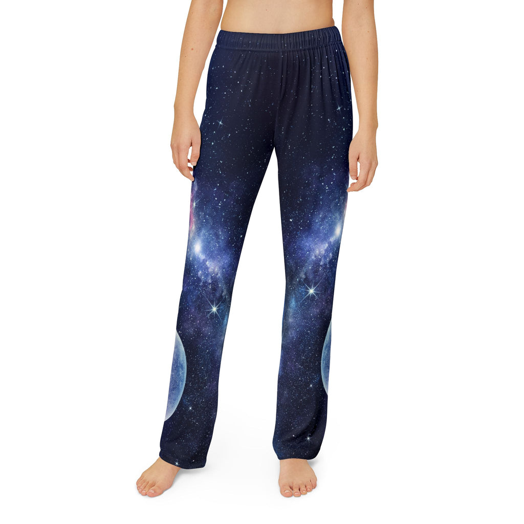 Kids Galaxy Lounge Pants — Space Moon All-Over Print