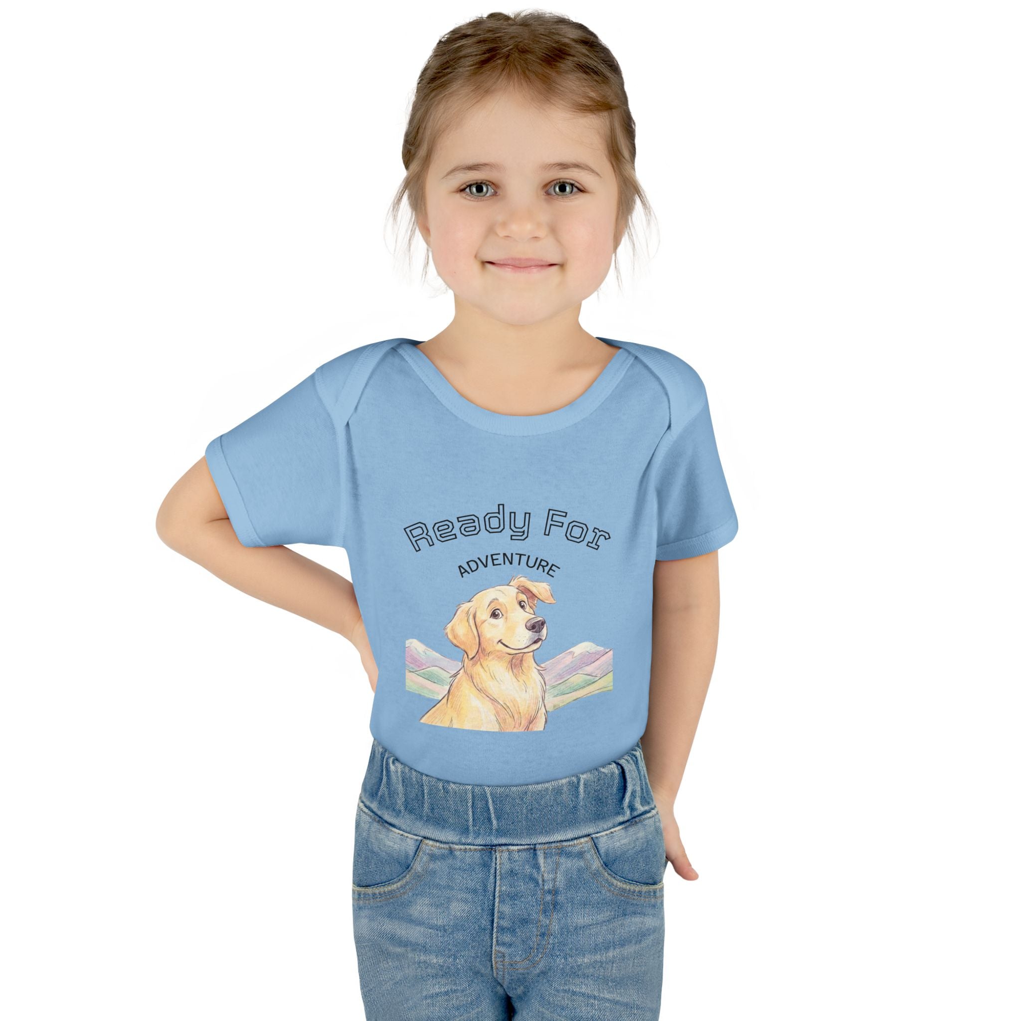 Ready for Adventure Baby Bodysuit — Golden Retriever Puppy Graphic Infant Onesie
