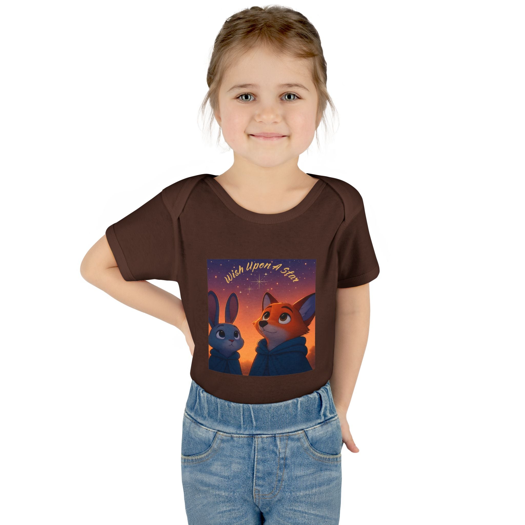 Baby Bodysuit - 'Wish Upon a Star' Fox & Bunny Night Sky Infant Onesie