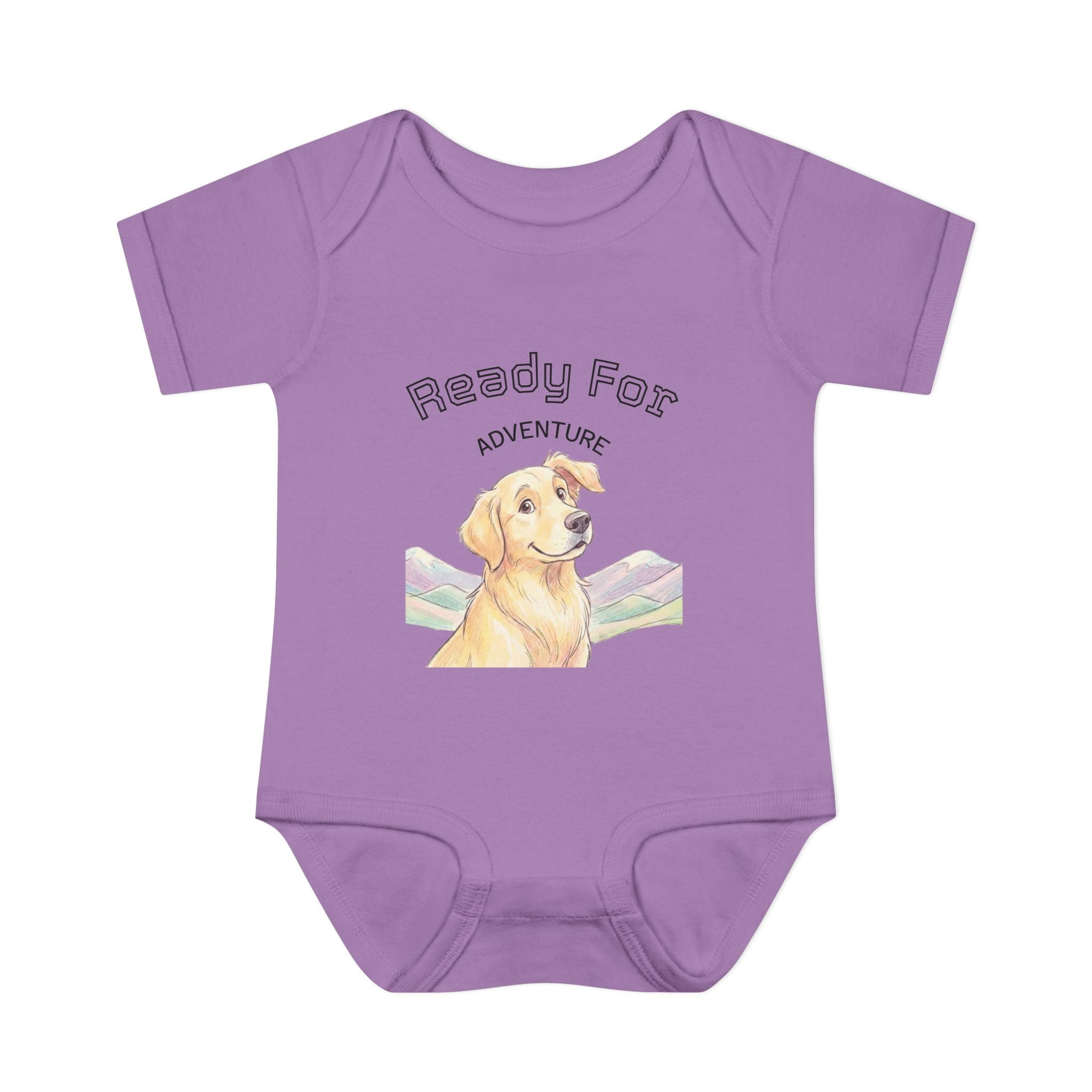 Ready for Adventure Baby Bodysuit — Golden Retriever Puppy Graphic Infant Onesie